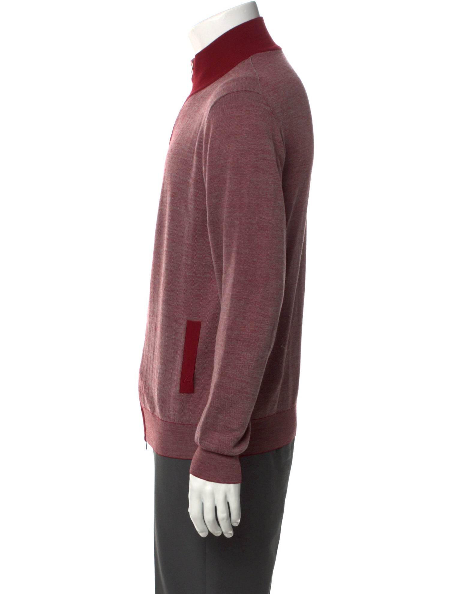 Isaia Merino Wool Mock Neck Cardigan