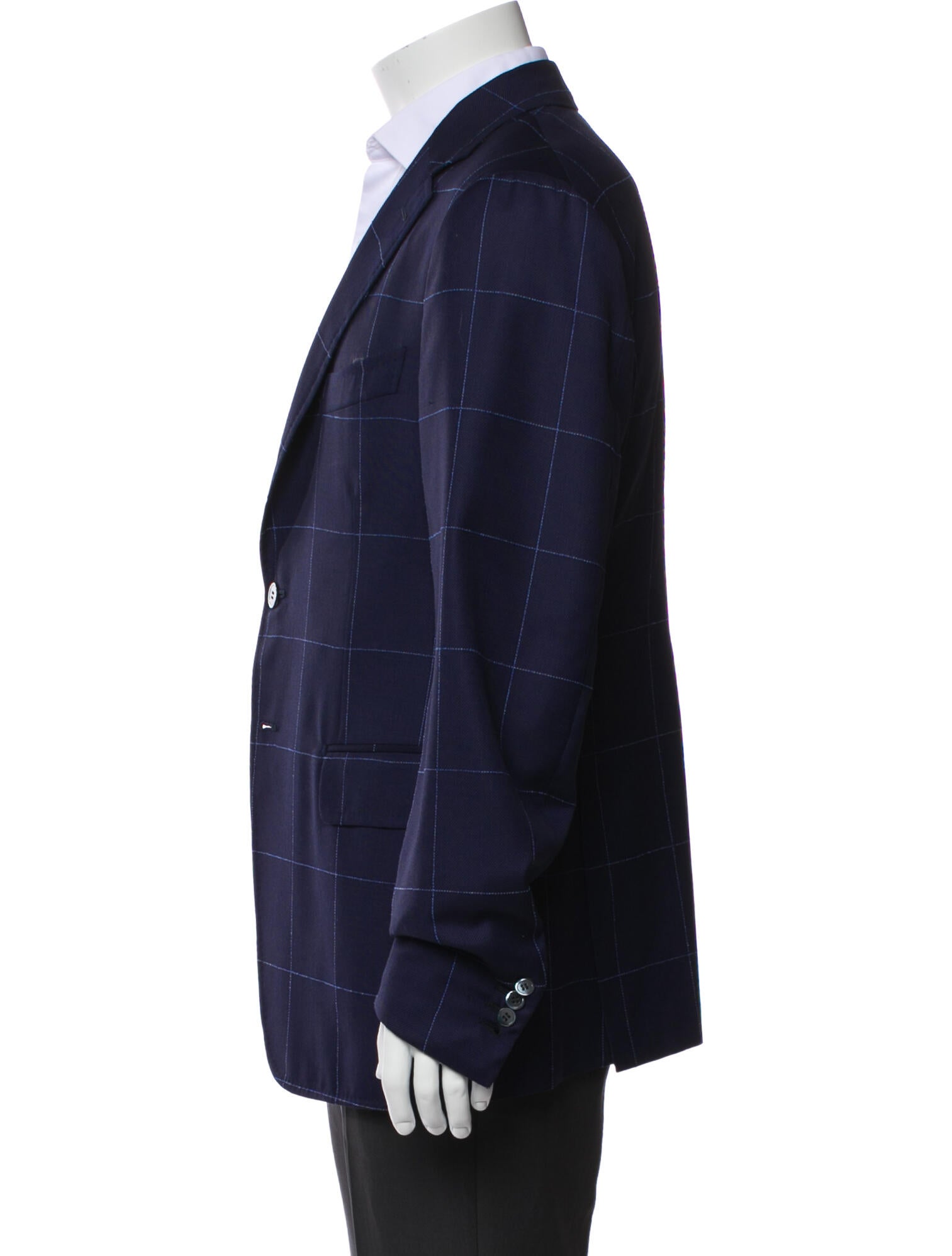 Isaia Wool Plaid Print Blazer