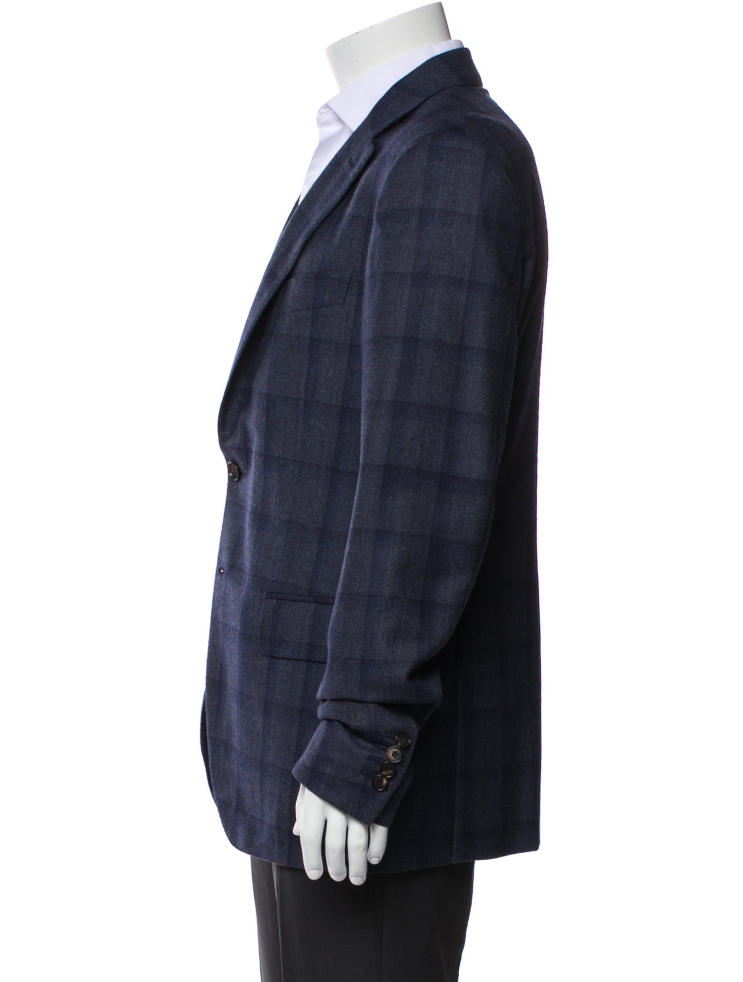 Isaia Wool Plaid Print Blazer