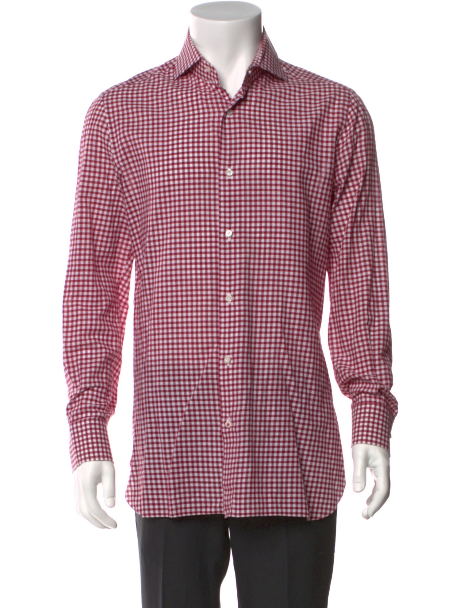 Isaia Plaid Print Long Sleeve Dress Shirt