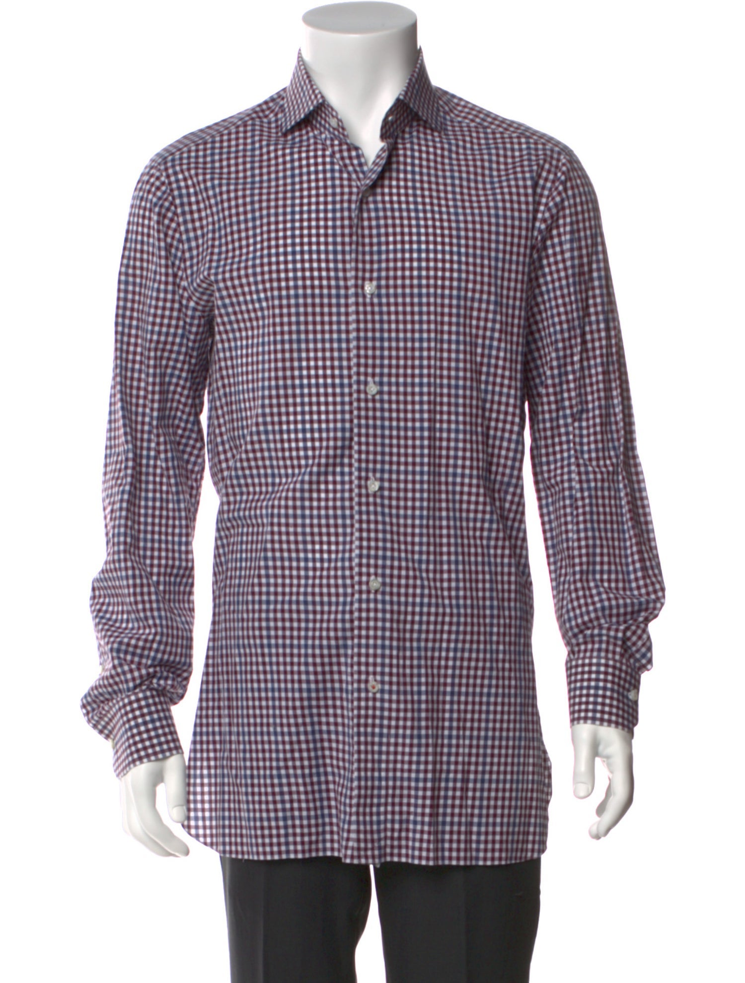 Isaia Plaid Print Long Sleeve Dress Shirt