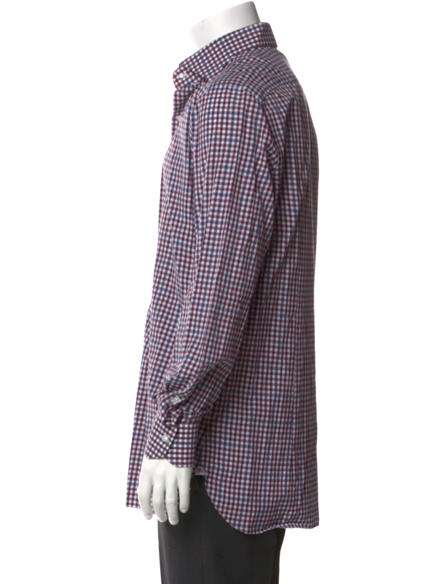 Isaia Plaid Print Long Sleeve Dress Shirt