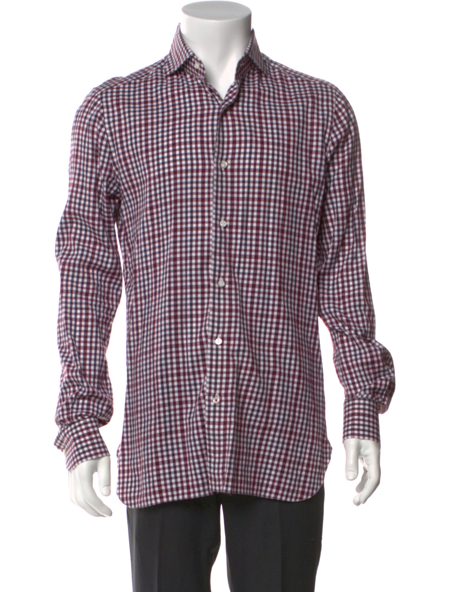 Isaia Plaid Print Long Sleeve Dress Shirt