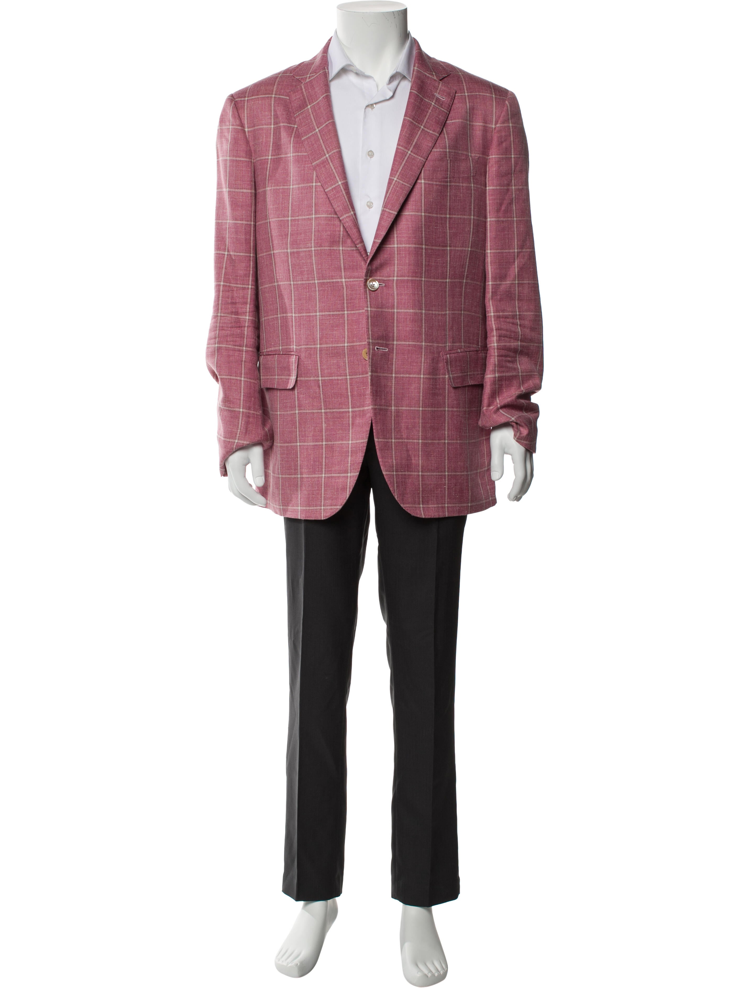 Isaia Wool Plaid Print Sport Coat