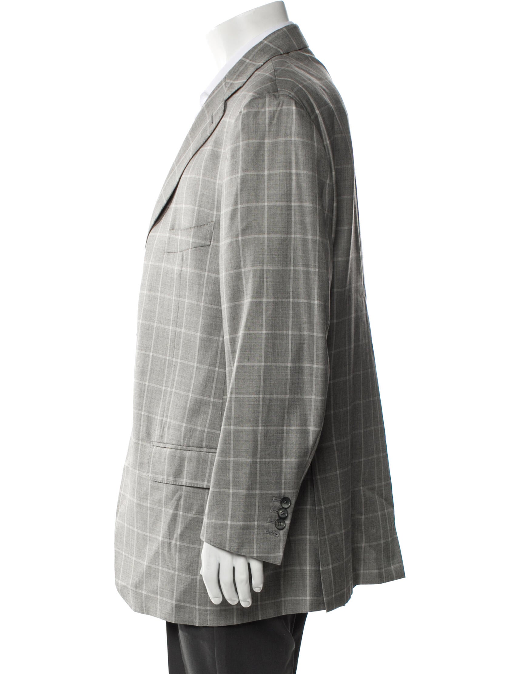 Isaia Wool Plaid Print Blazer
