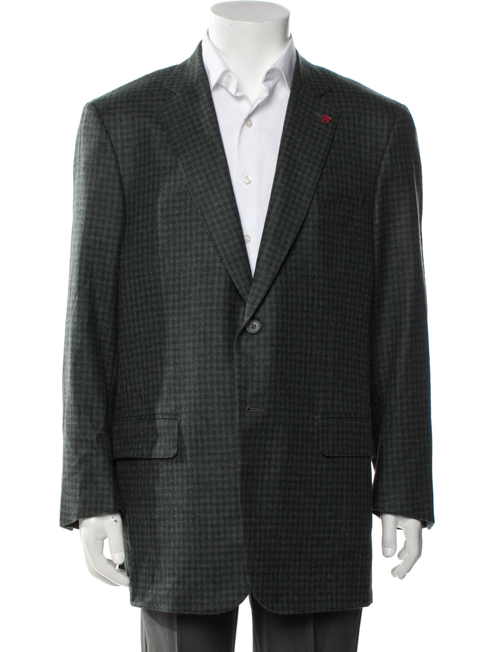 Isaia Wool Plaid Print Blazer