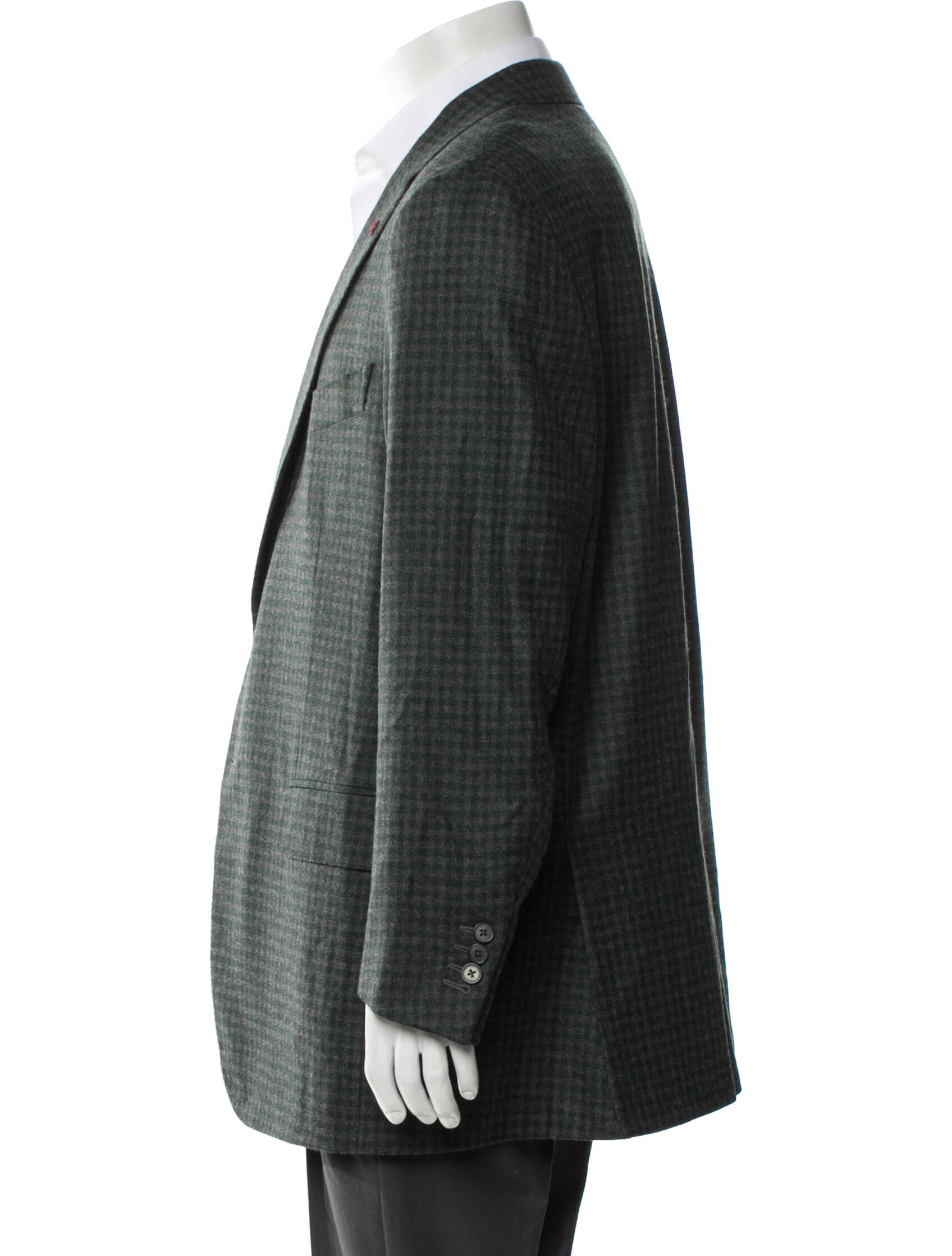 Isaia Wool Plaid Print Blazer