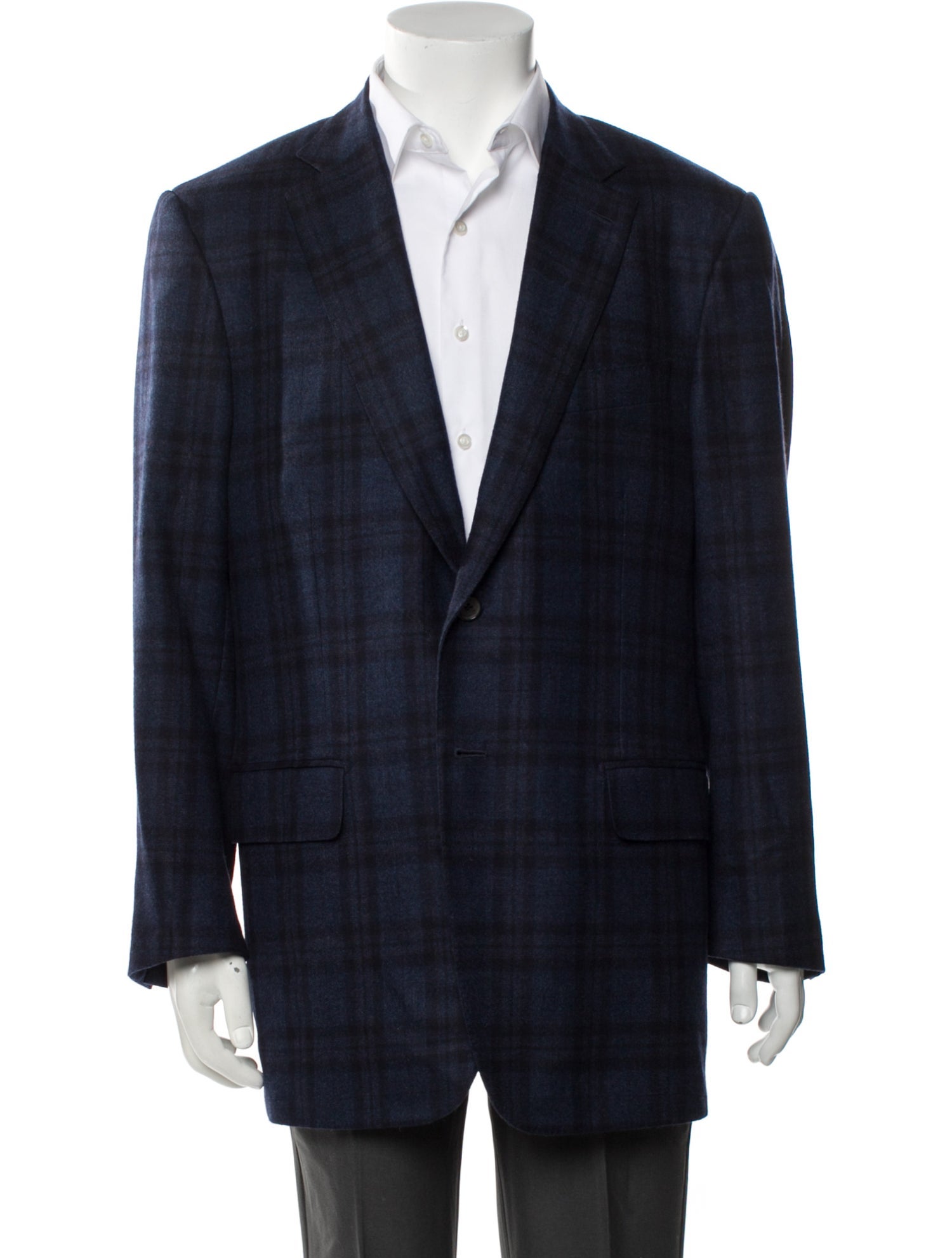 Isaia Wool Plaid Print Blazer