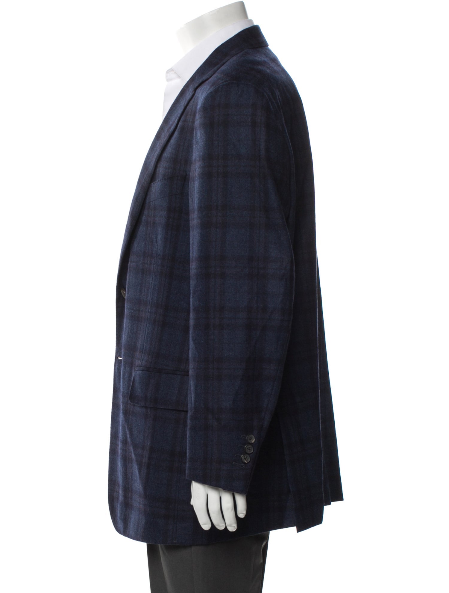 Isaia Wool Plaid Print Blazer
