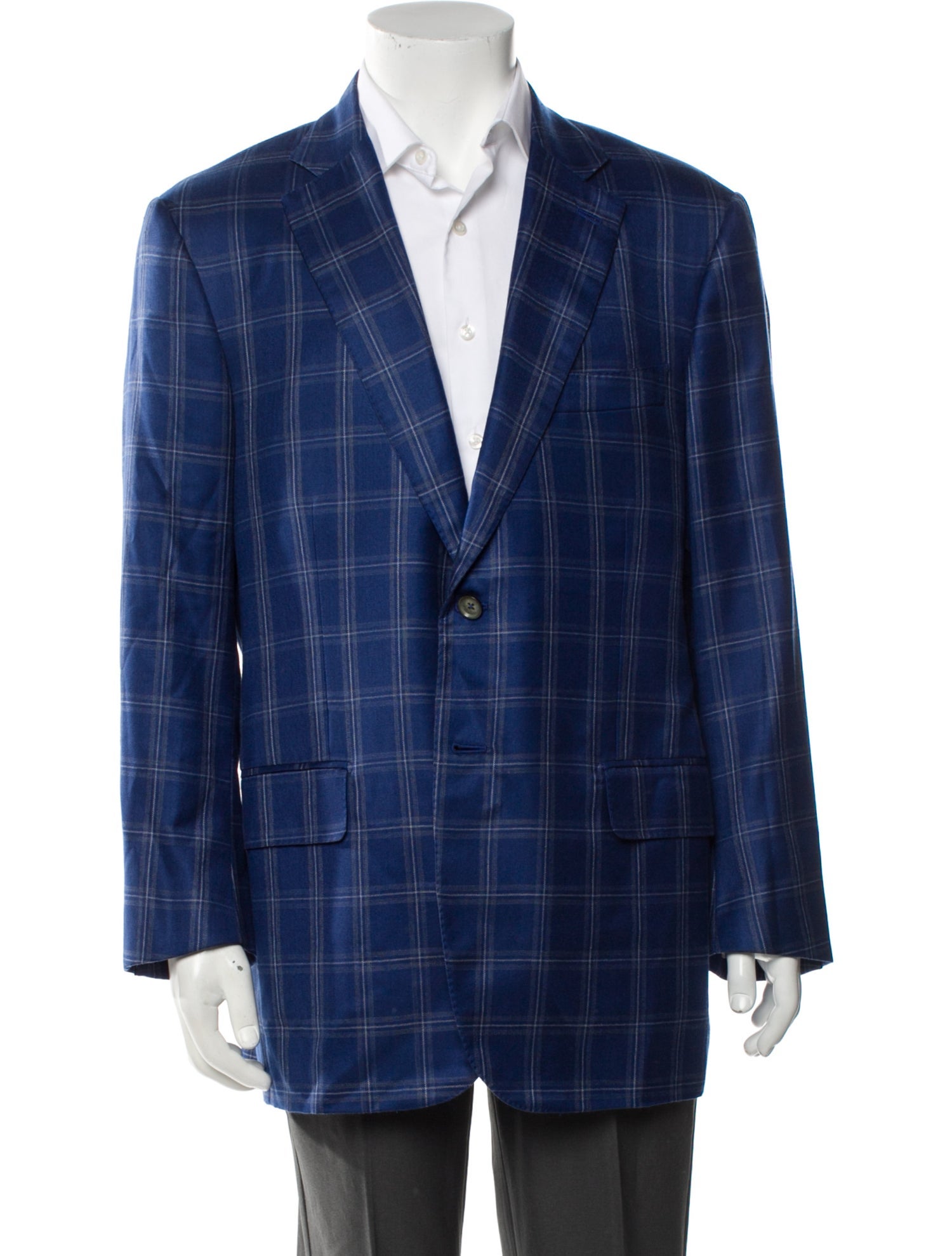 Isaia Cashmere Plaid Print Blazer