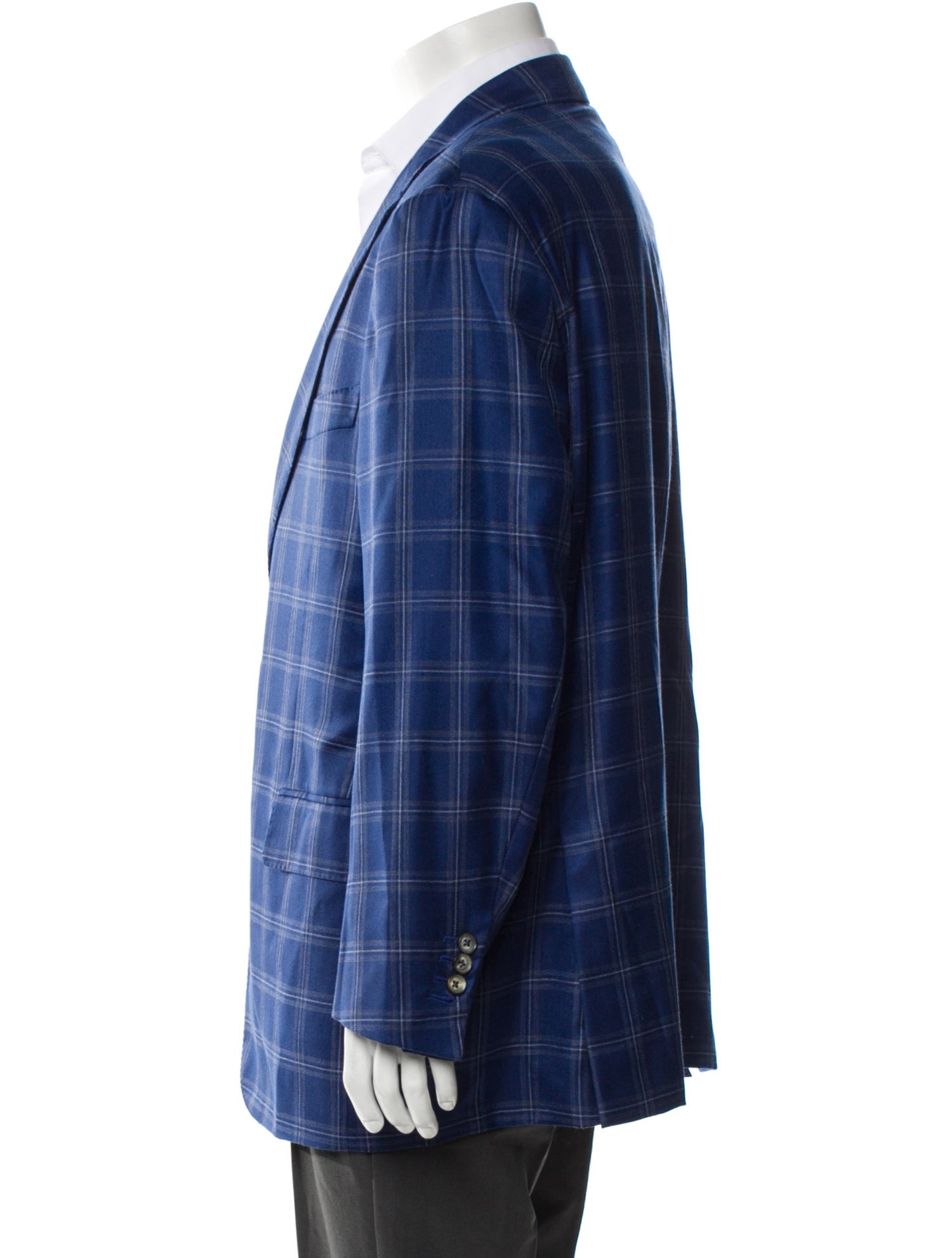 Isaia Cashmere Plaid Print Blazer
