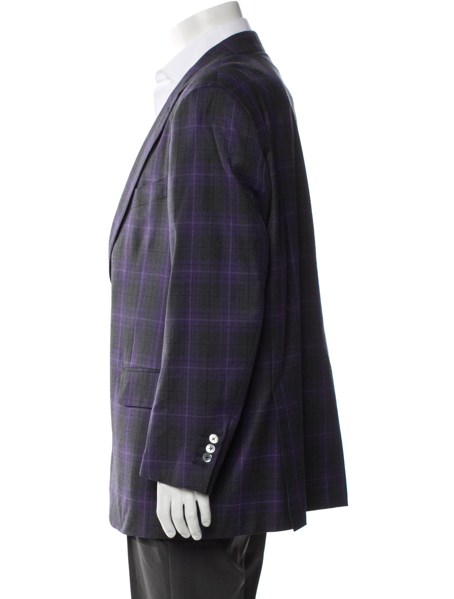 Isaia Wool Plaid Print Blazer
