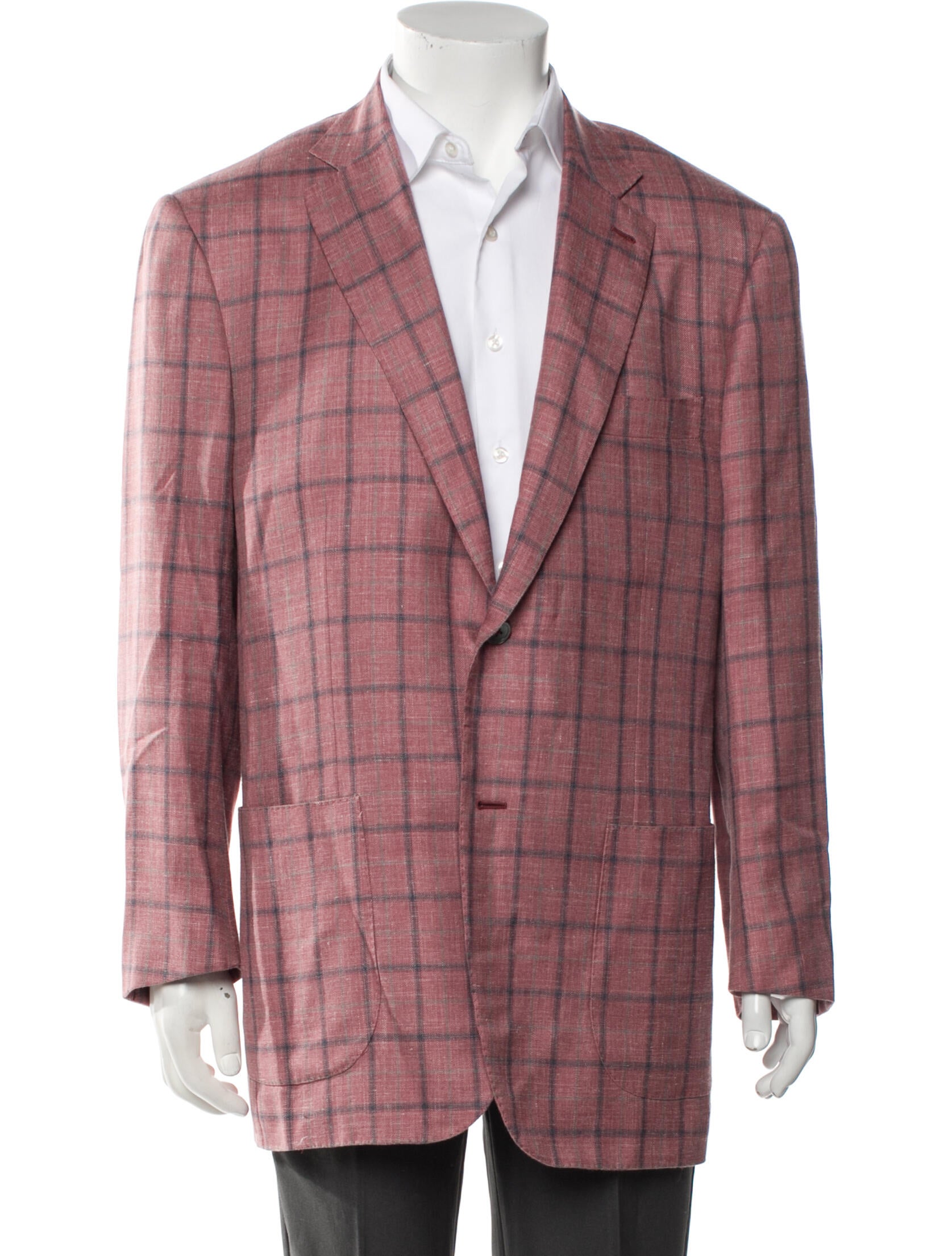 Isaia Wool Plaid Print Blazer