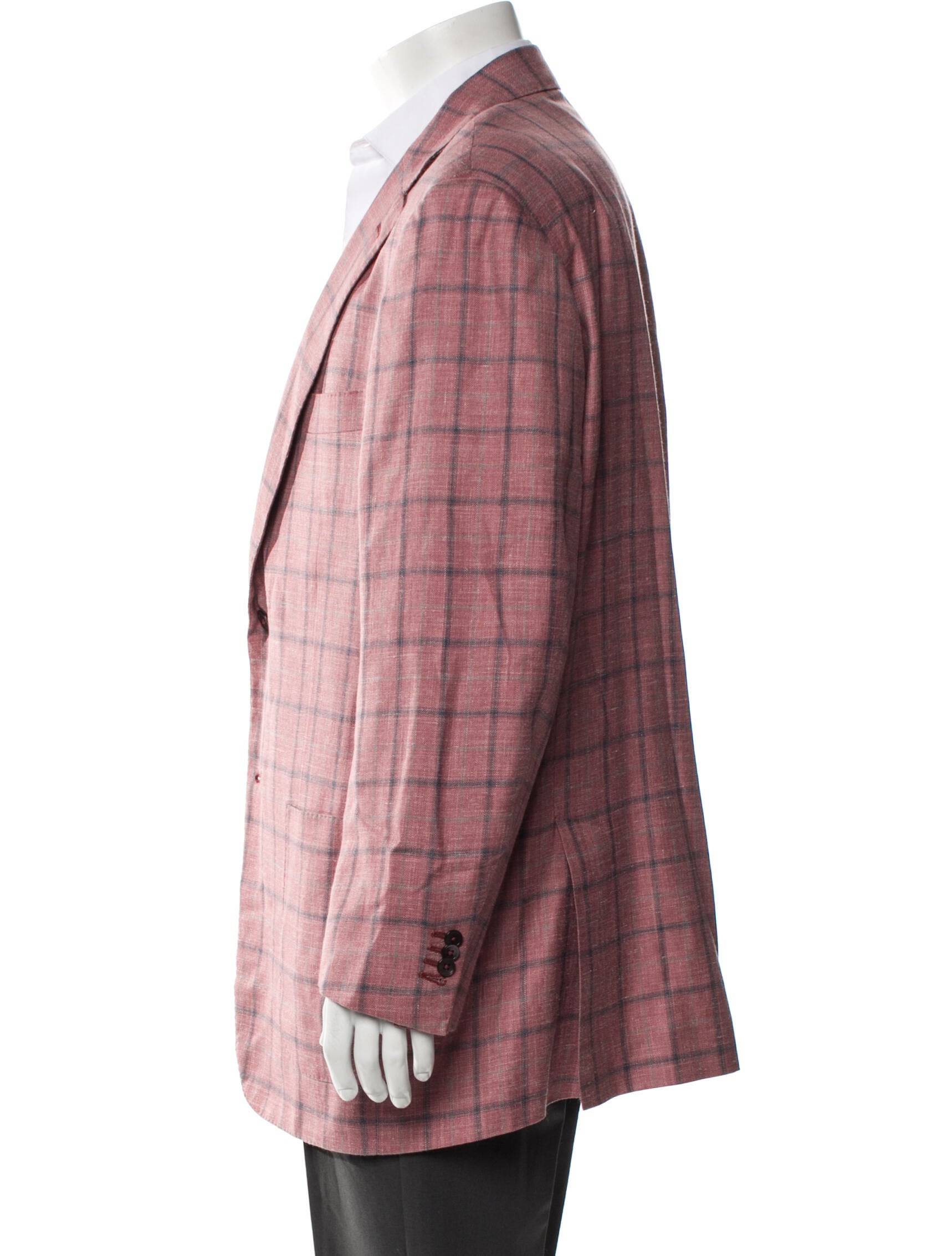 Isaia Wool Plaid Print Blazer