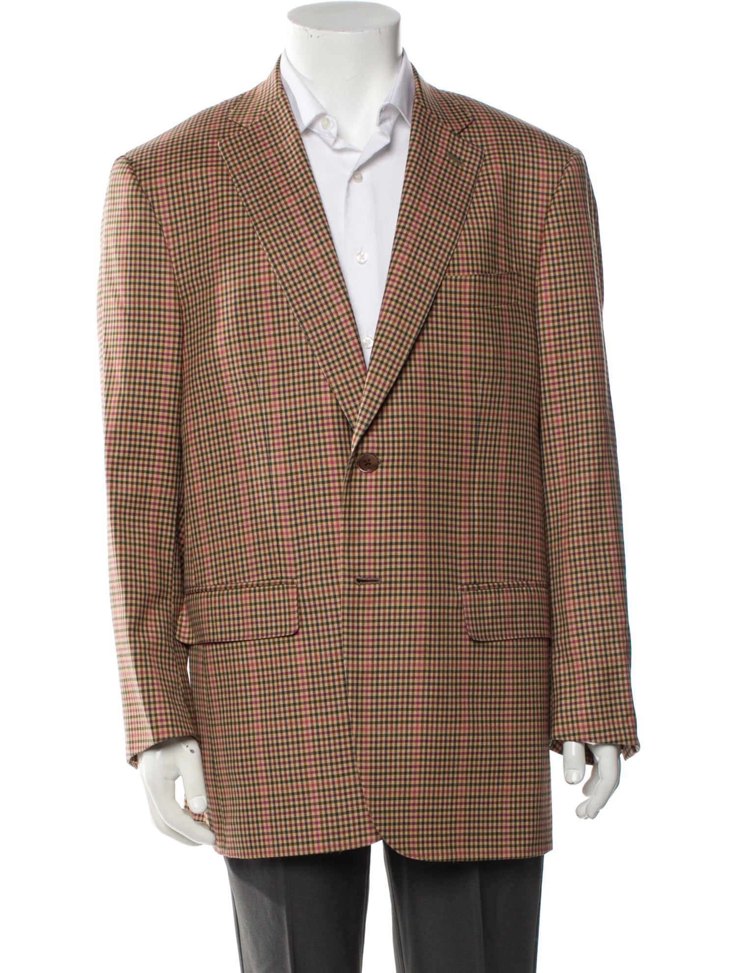 Isaia Plaid Print Blazer