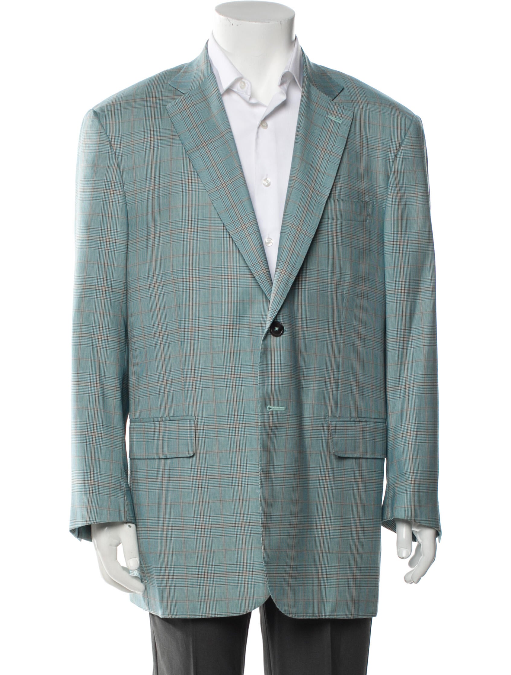 Isaia Wool Plaid Print Blazer
