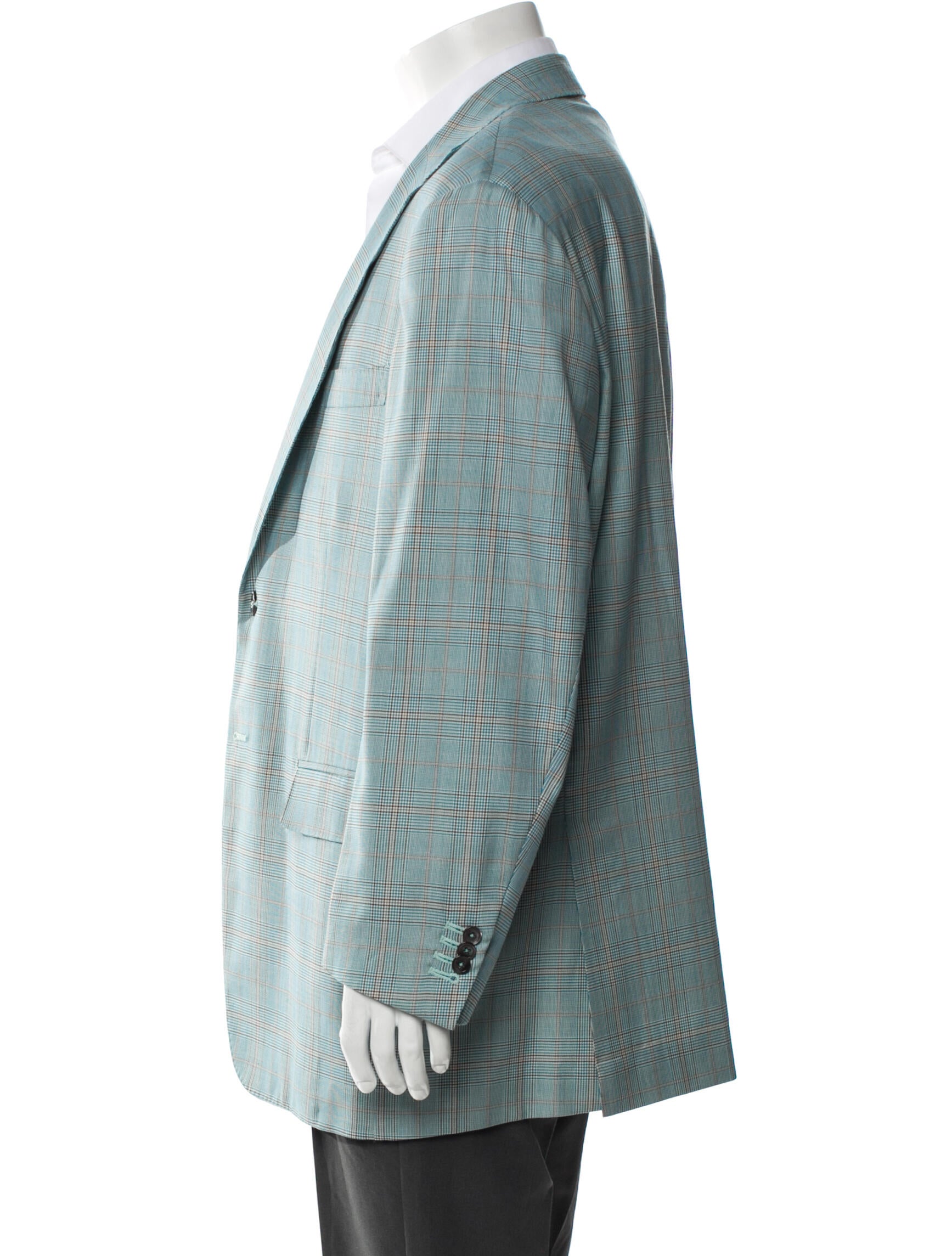 Isaia Wool Plaid Print Blazer