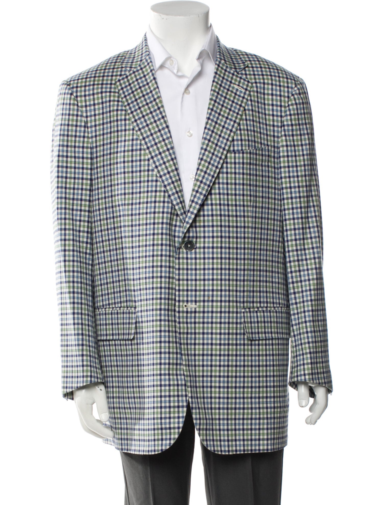 Isaia Wool Plaid Print Blazer