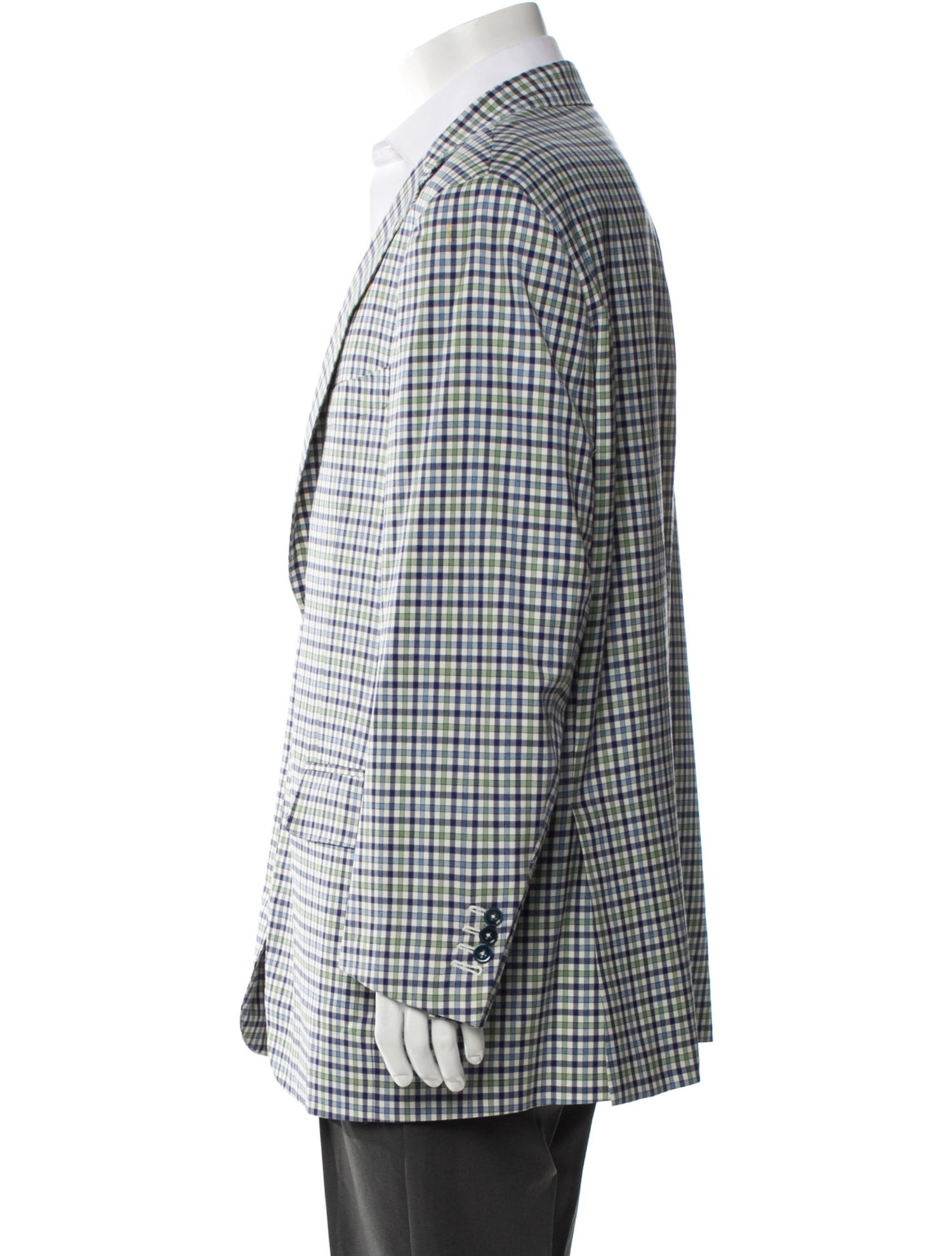 Isaia Wool Plaid Print Blazer