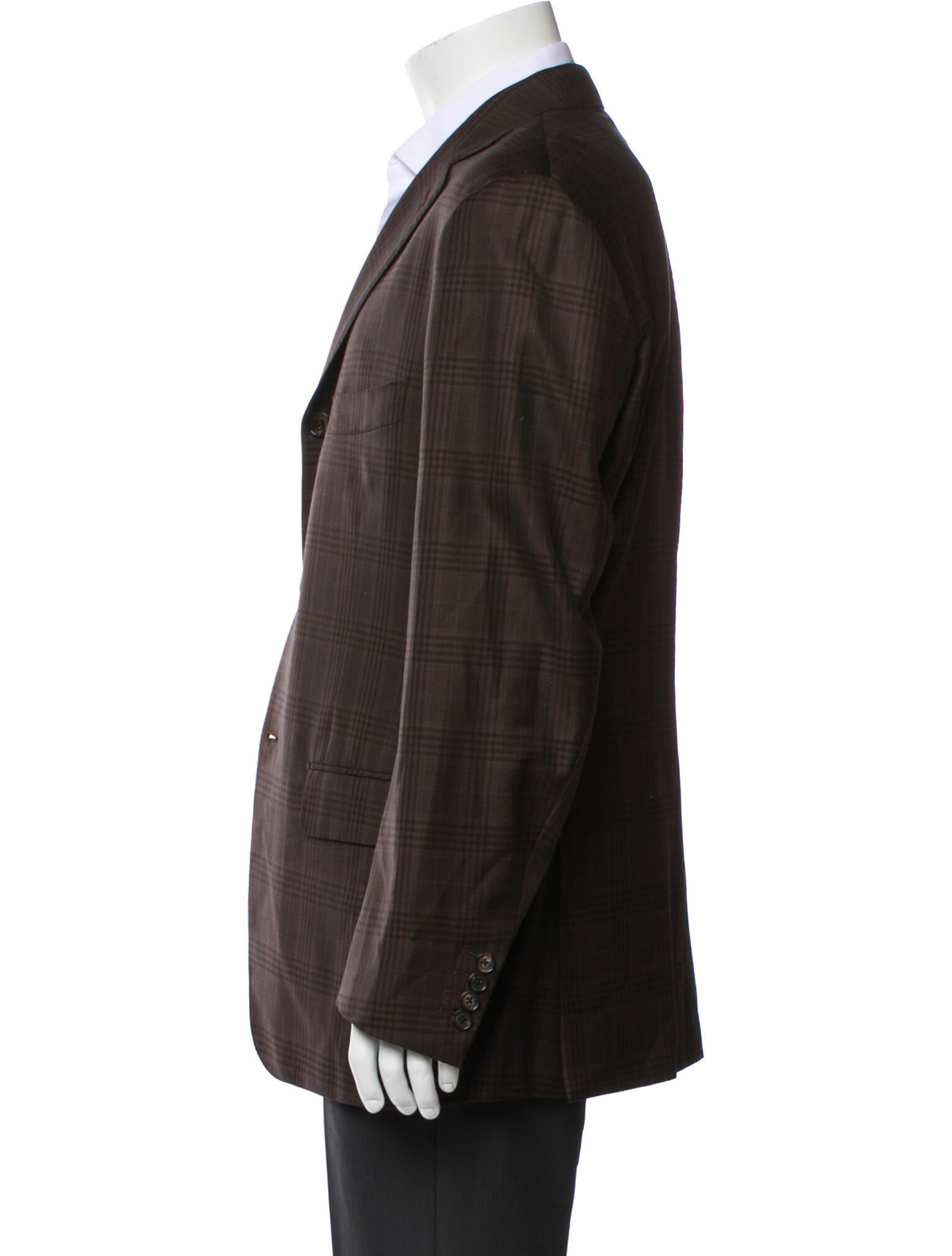 Isaia Wool Plaid Print Blazer