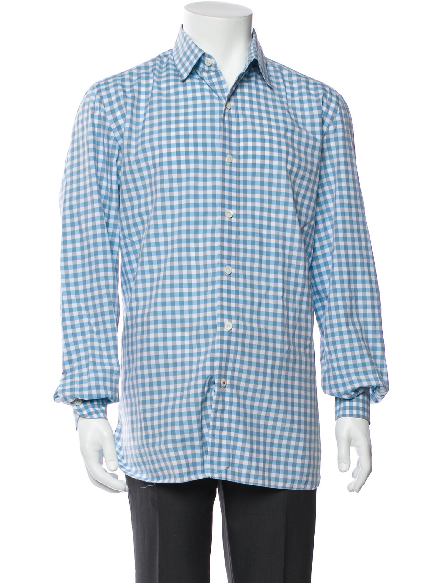 Isaia Plaid Print Long Sleeve Dress Shirt