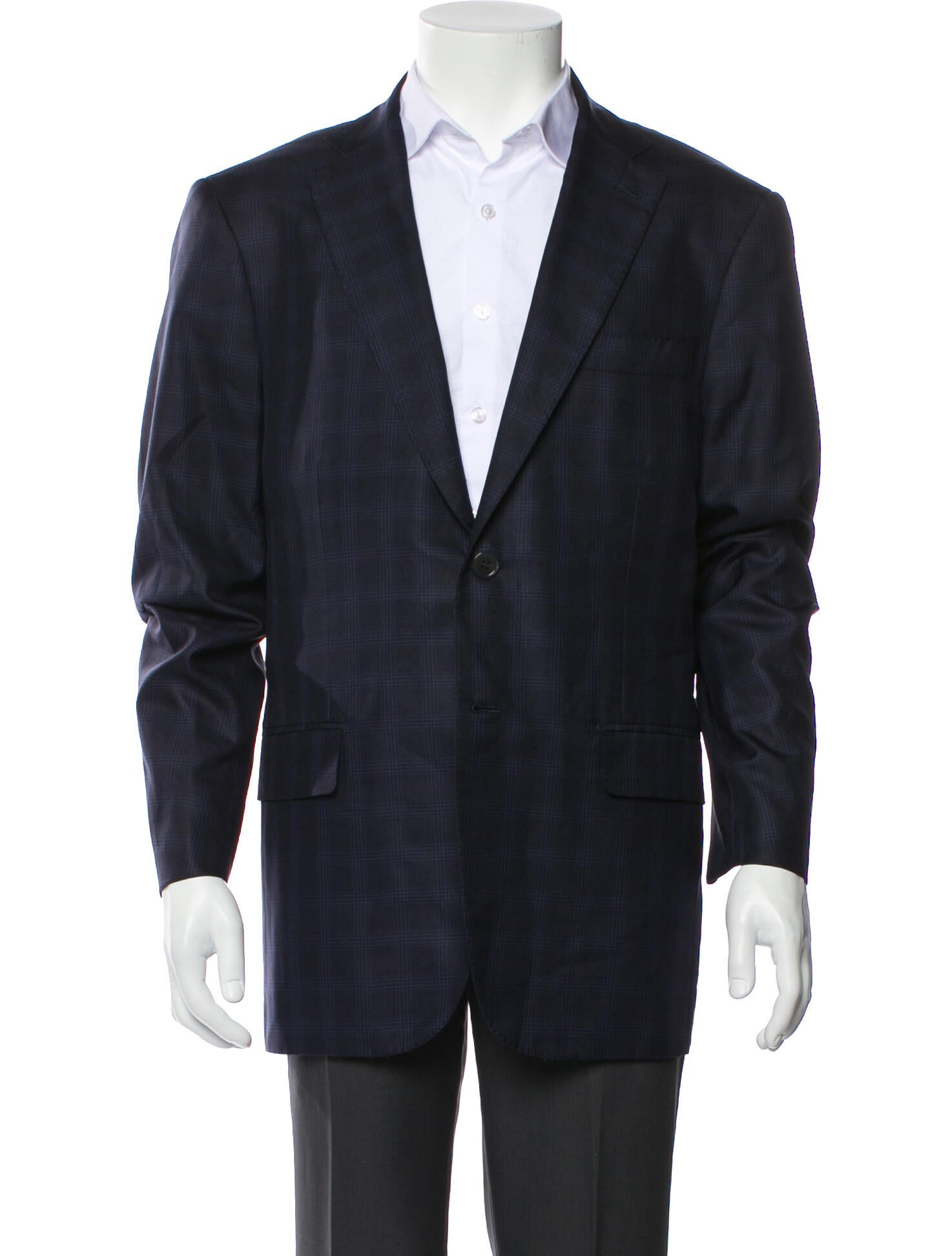 Isaia Silk Plaid Print Blazer
