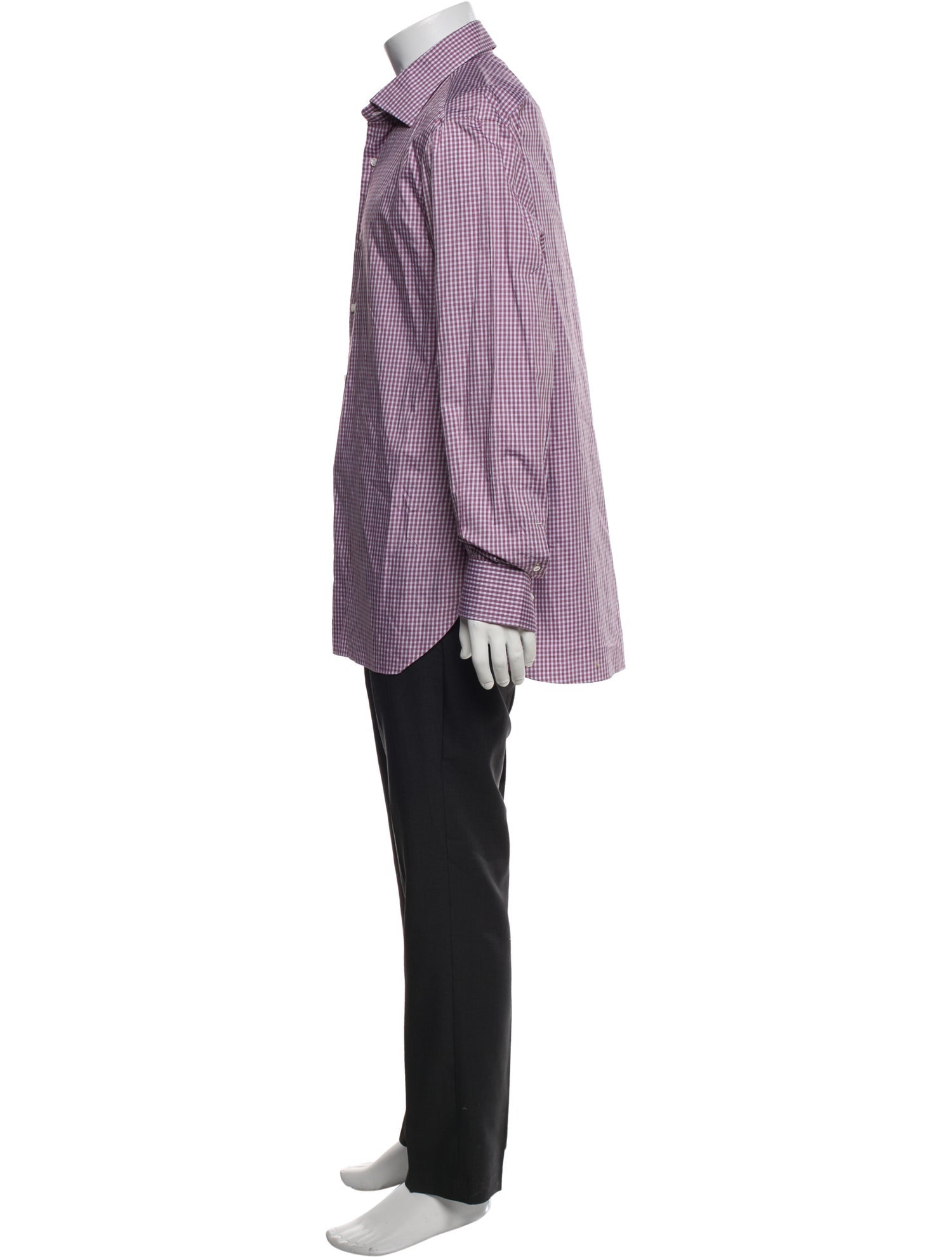 Isaia Plaid Print Long Sleeve Dress Shirt