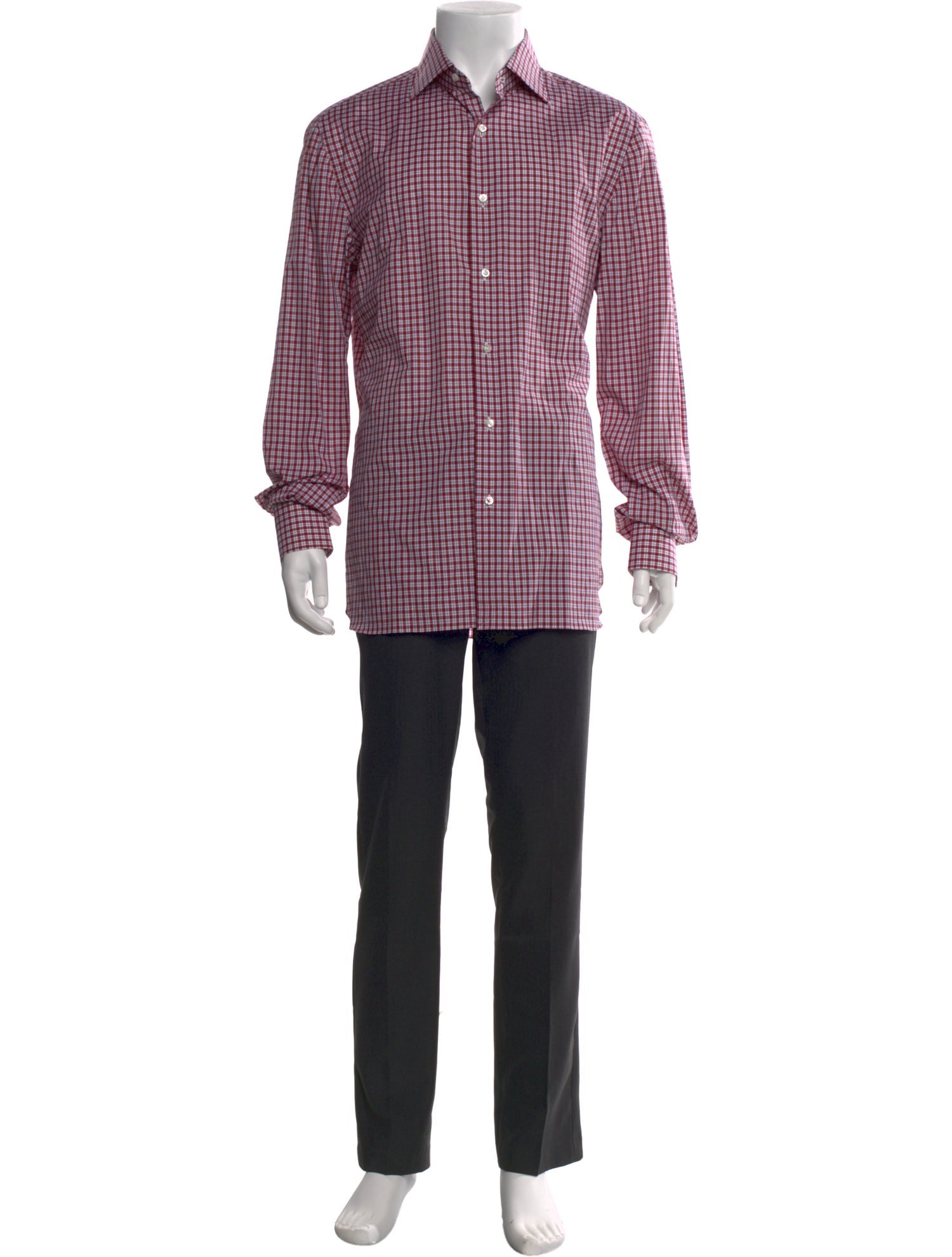 Isaia Plaid Print Long Sleeve Dress Shirt