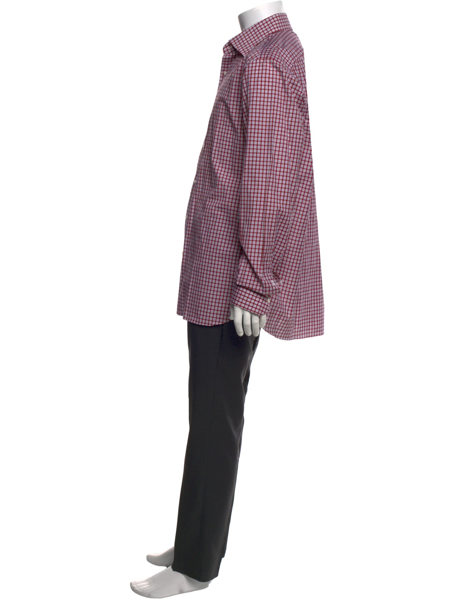 Isaia Plaid Print Long Sleeve Dress Shirt