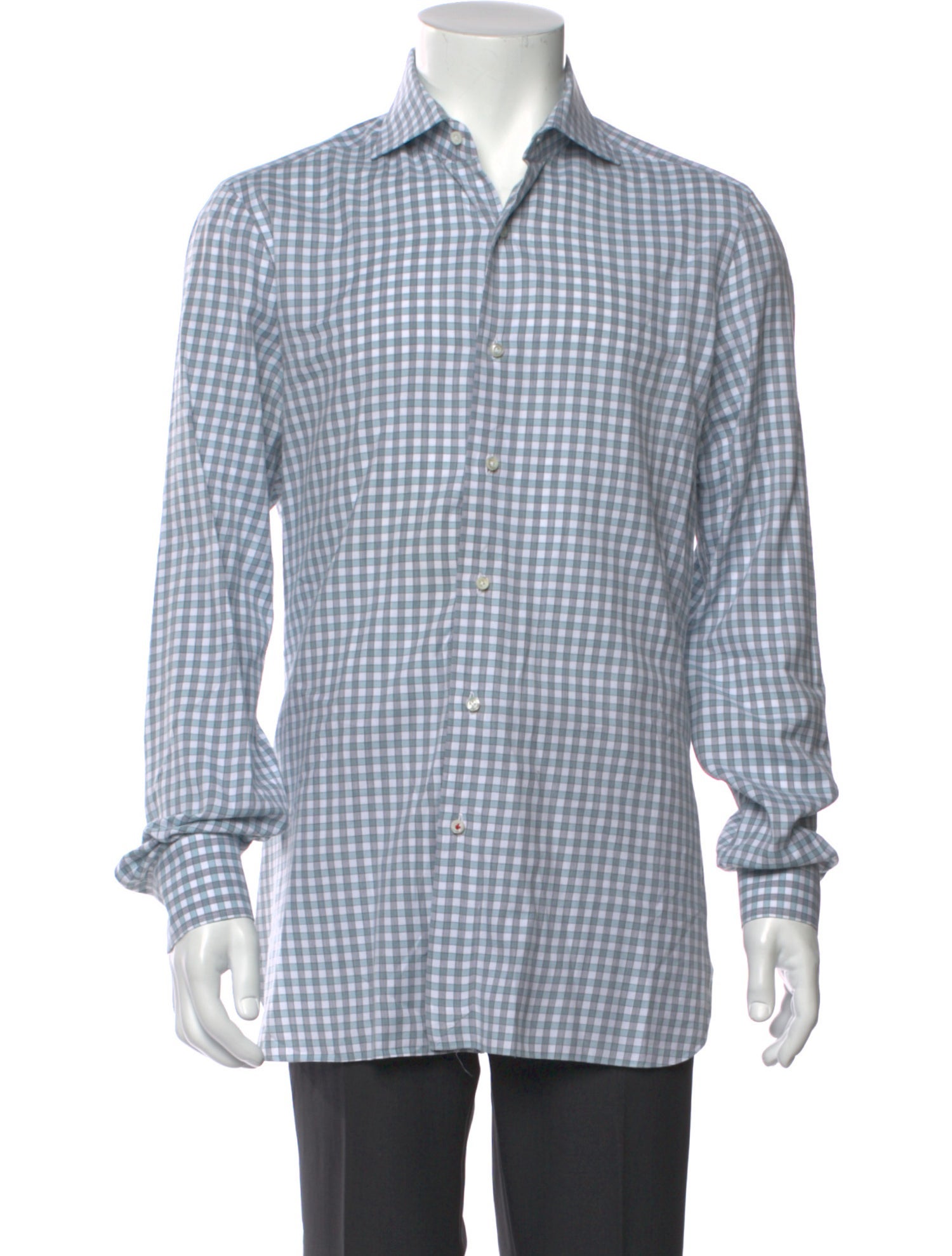 Isaia Plaid Print Long Sleeve Dress Shirt