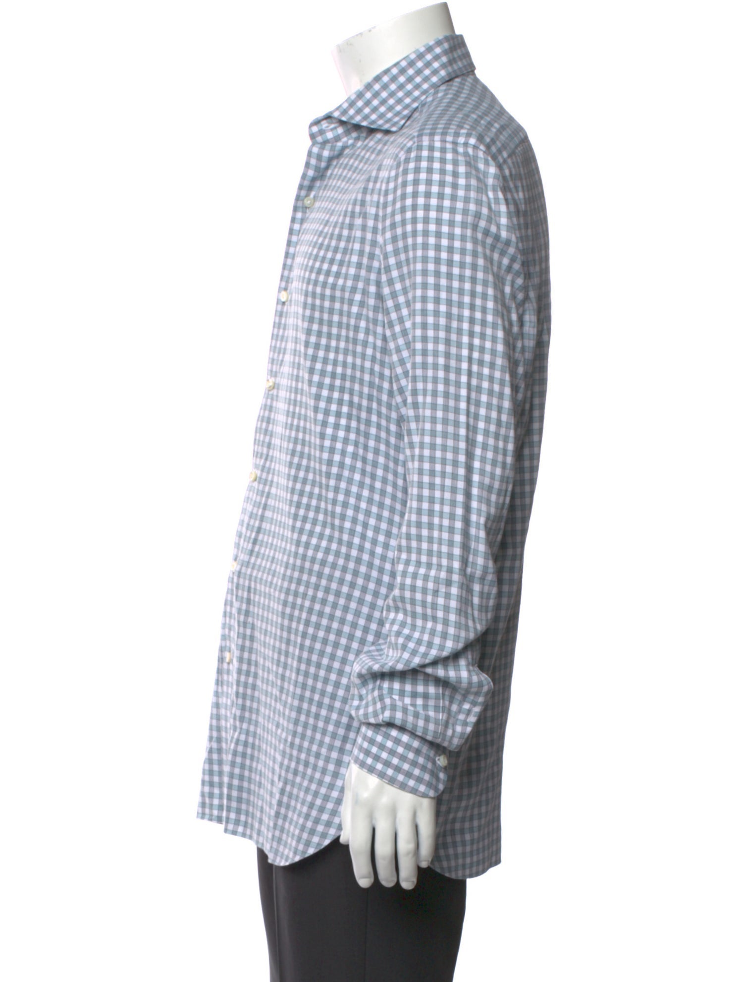 Isaia Plaid Print Long Sleeve Dress Shirt