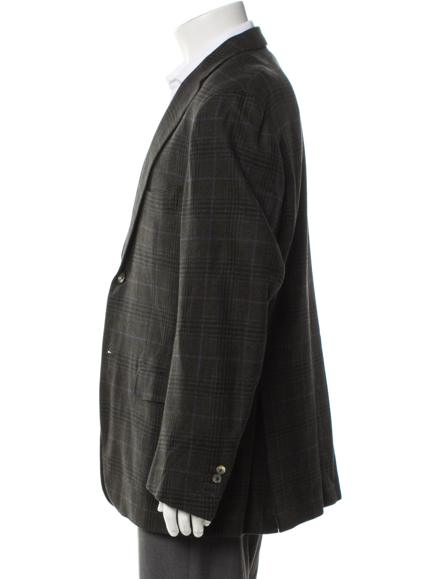 Isaia Wool Plaid Print Blazer