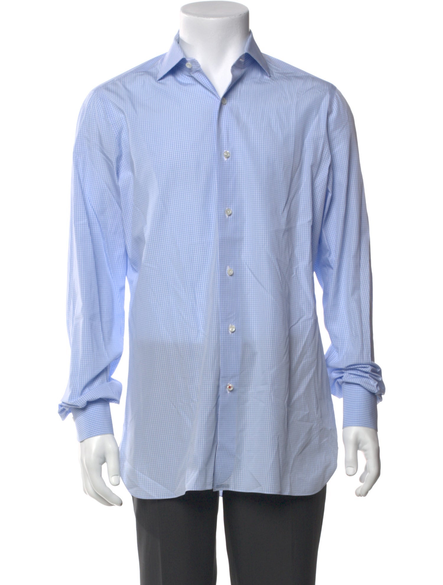 Isaia Plaid Print Long Sleeve Dress Shirt