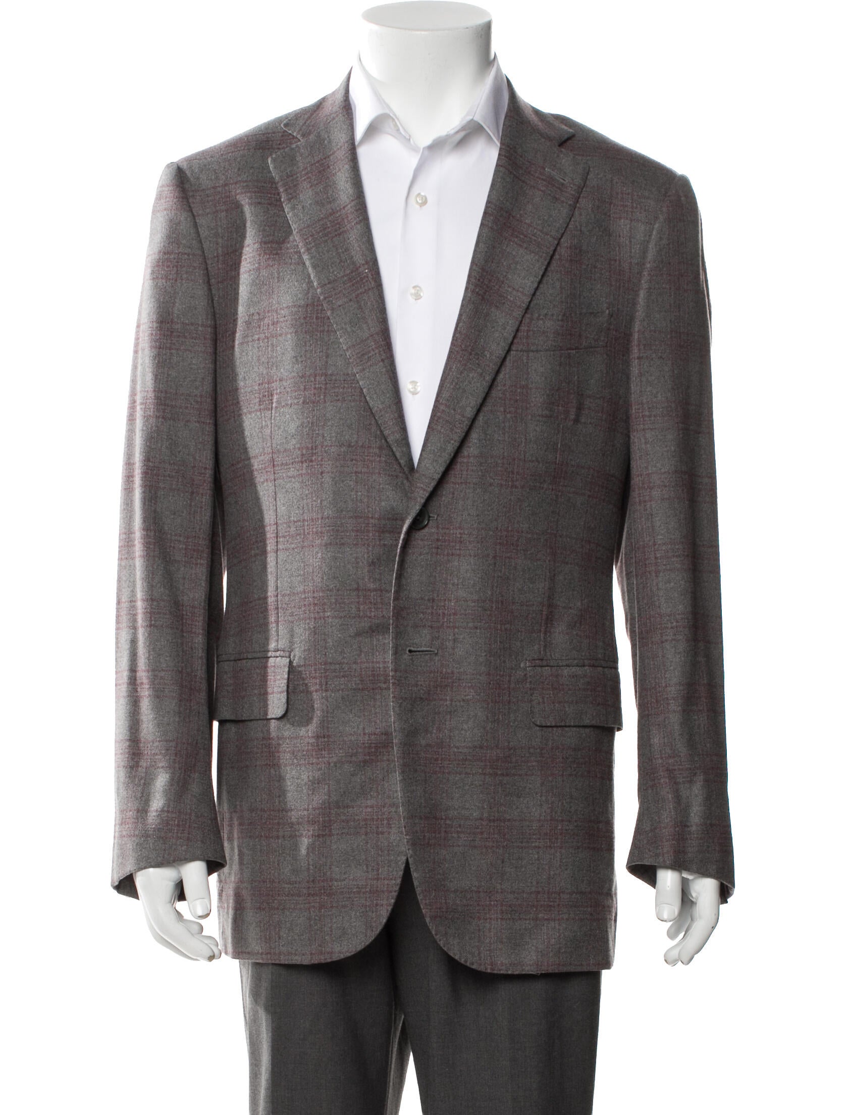 Isaia Silk Plaid Print Blazer