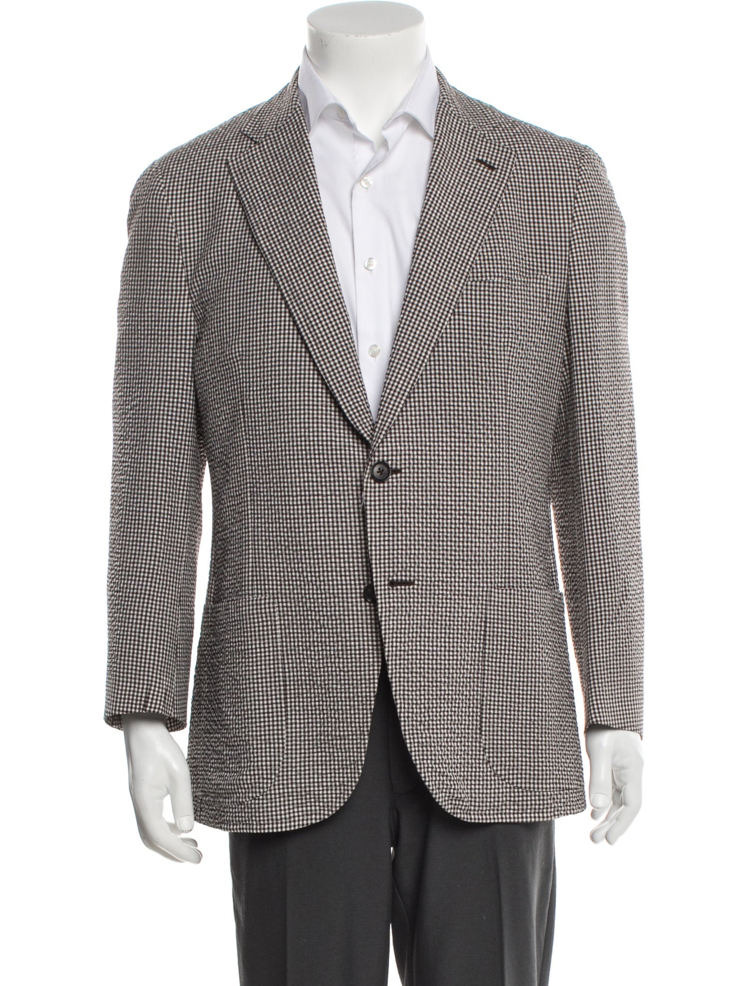 Isaia Wool Plaid Print Blazer