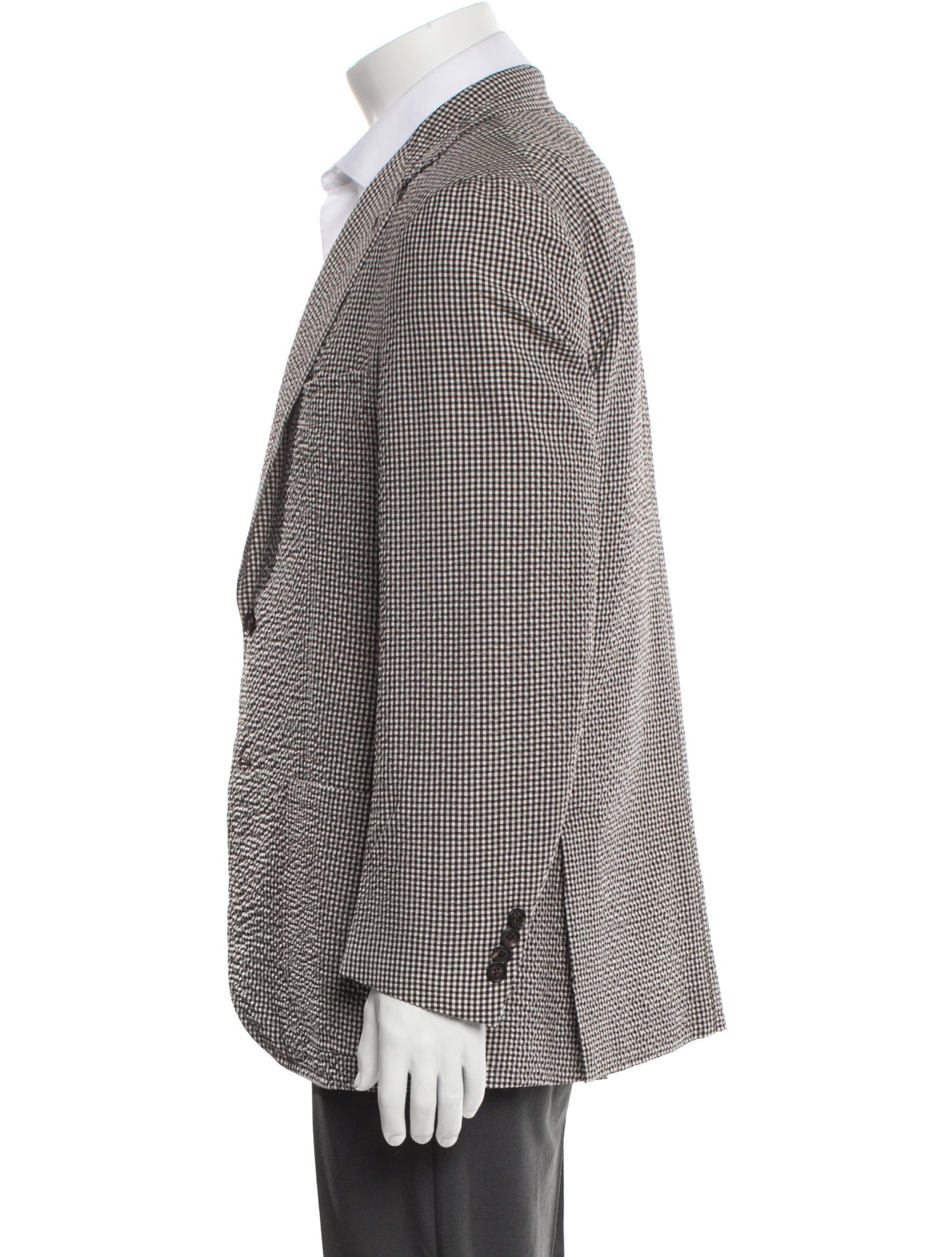 Isaia Wool Plaid Print Blazer