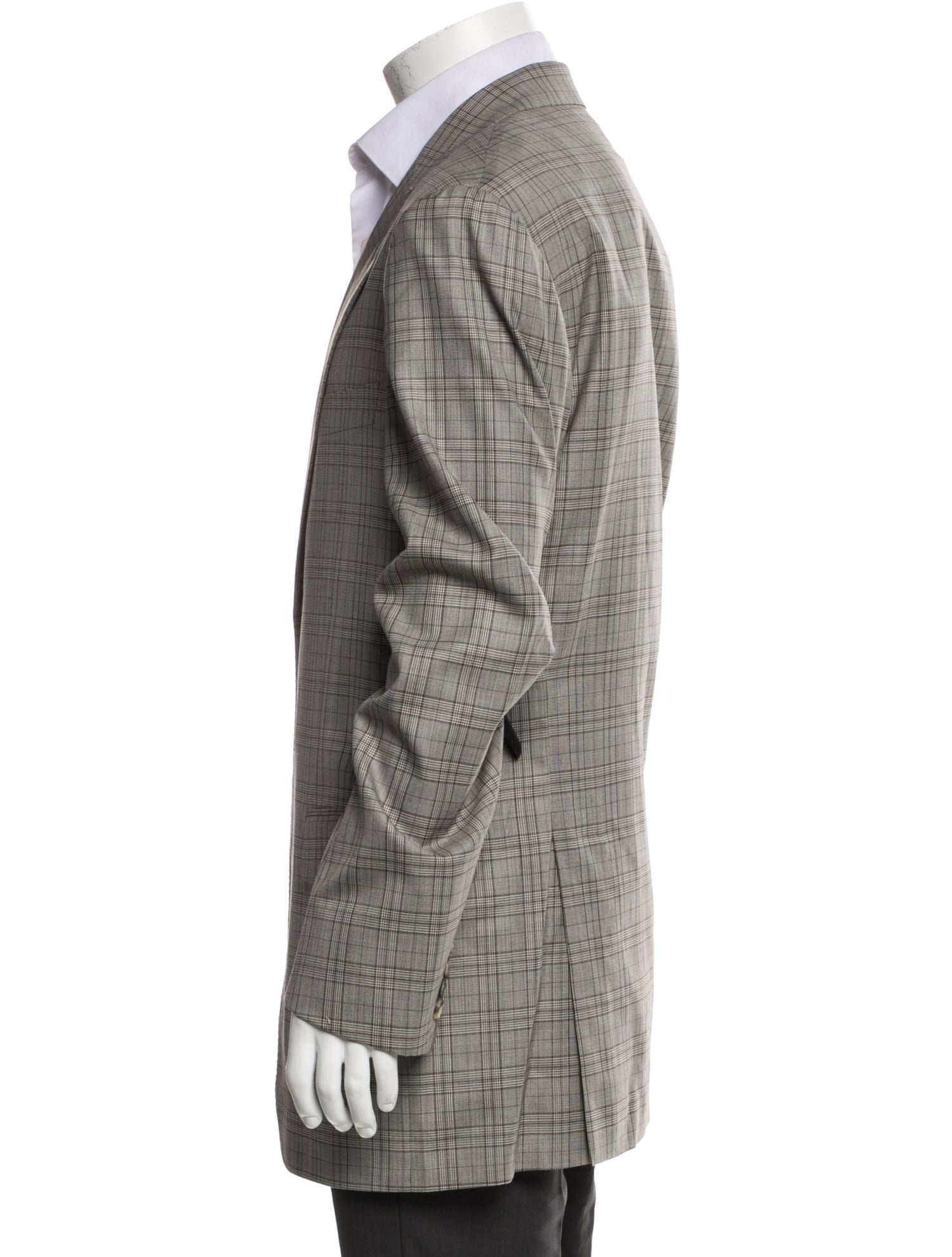 Isaia Wool Plaid Print Blazer