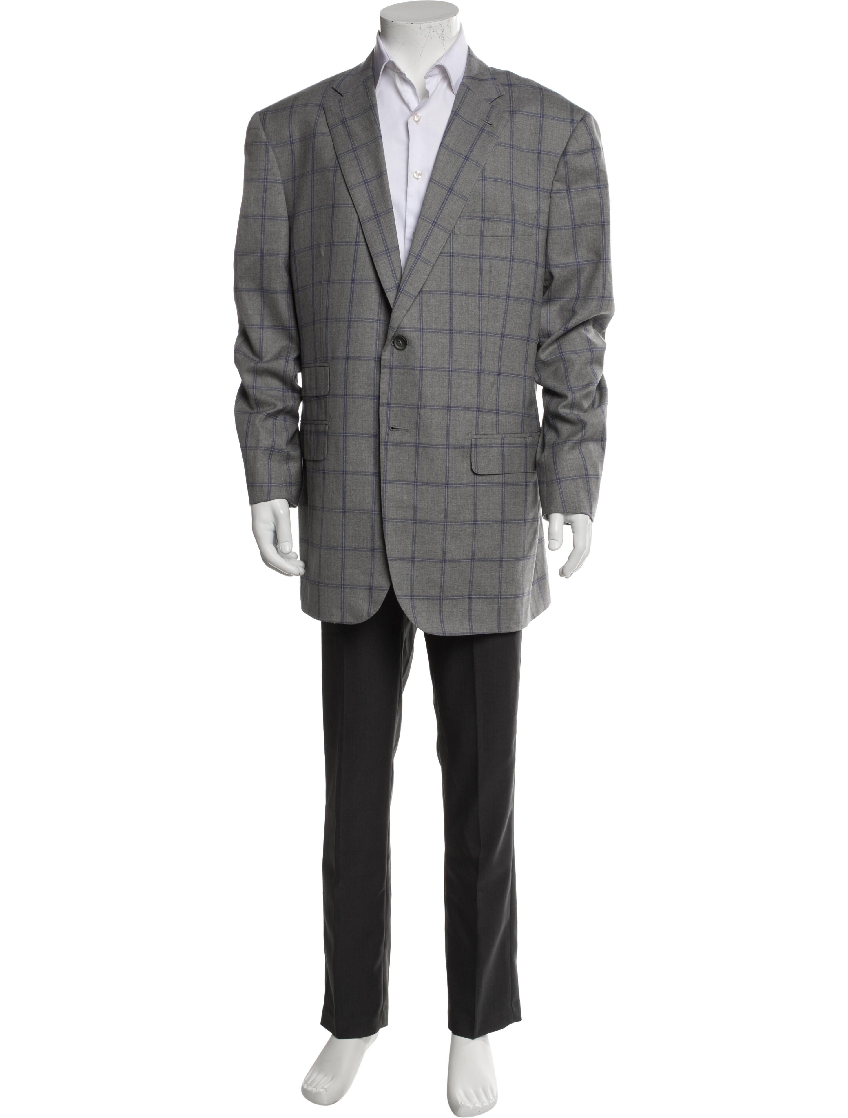 Isaia Wool Plaid Print Blazer