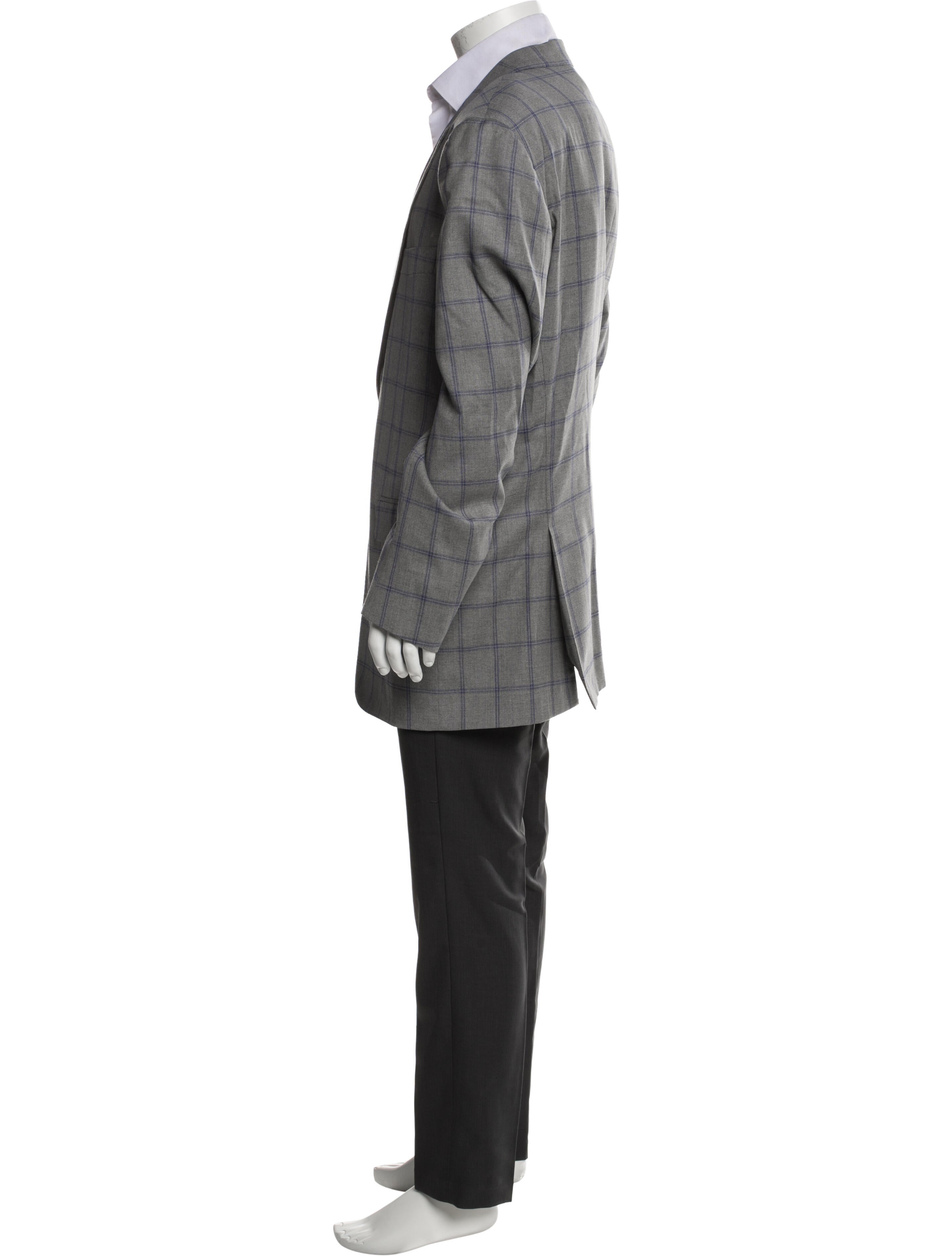 Isaia Wool Plaid Print Blazer