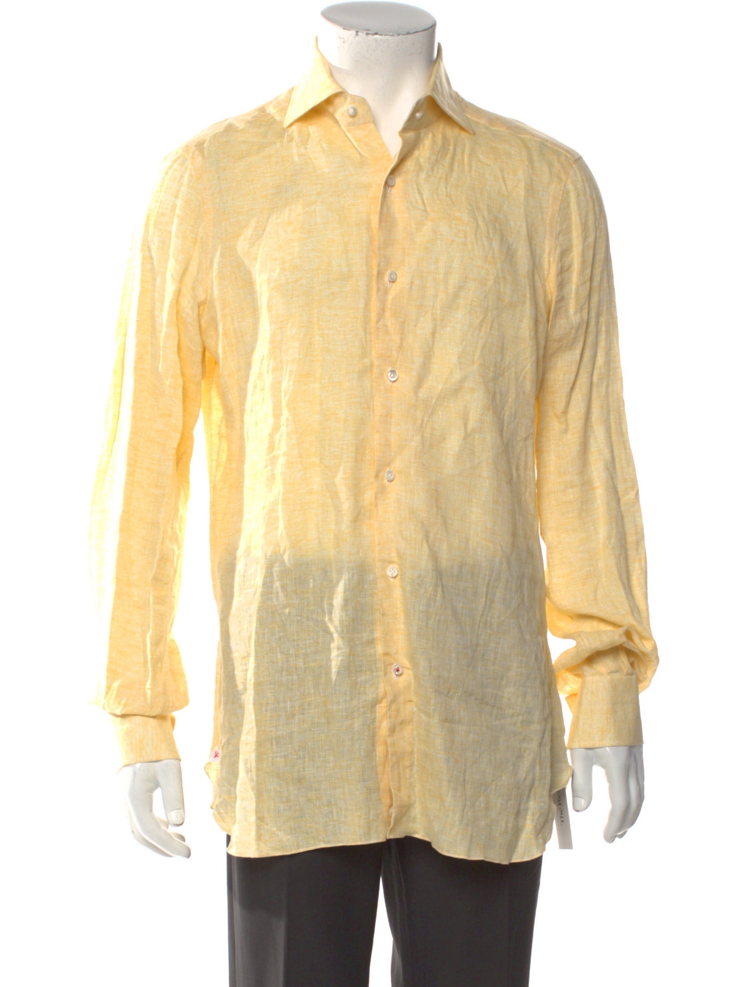 Isaia Linen Long Sleeve Dress Shirt