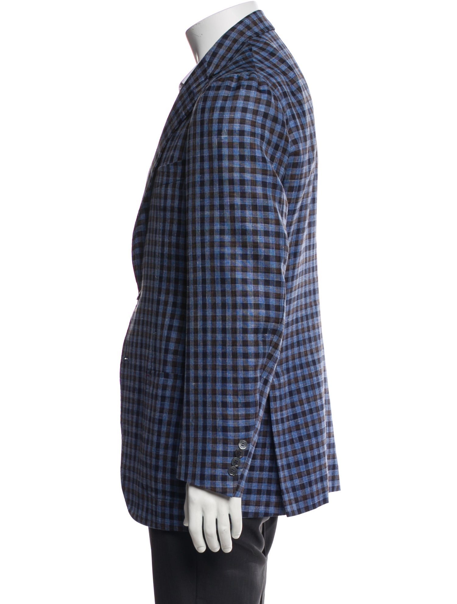 Isaia Wool Plaid Print Blazer