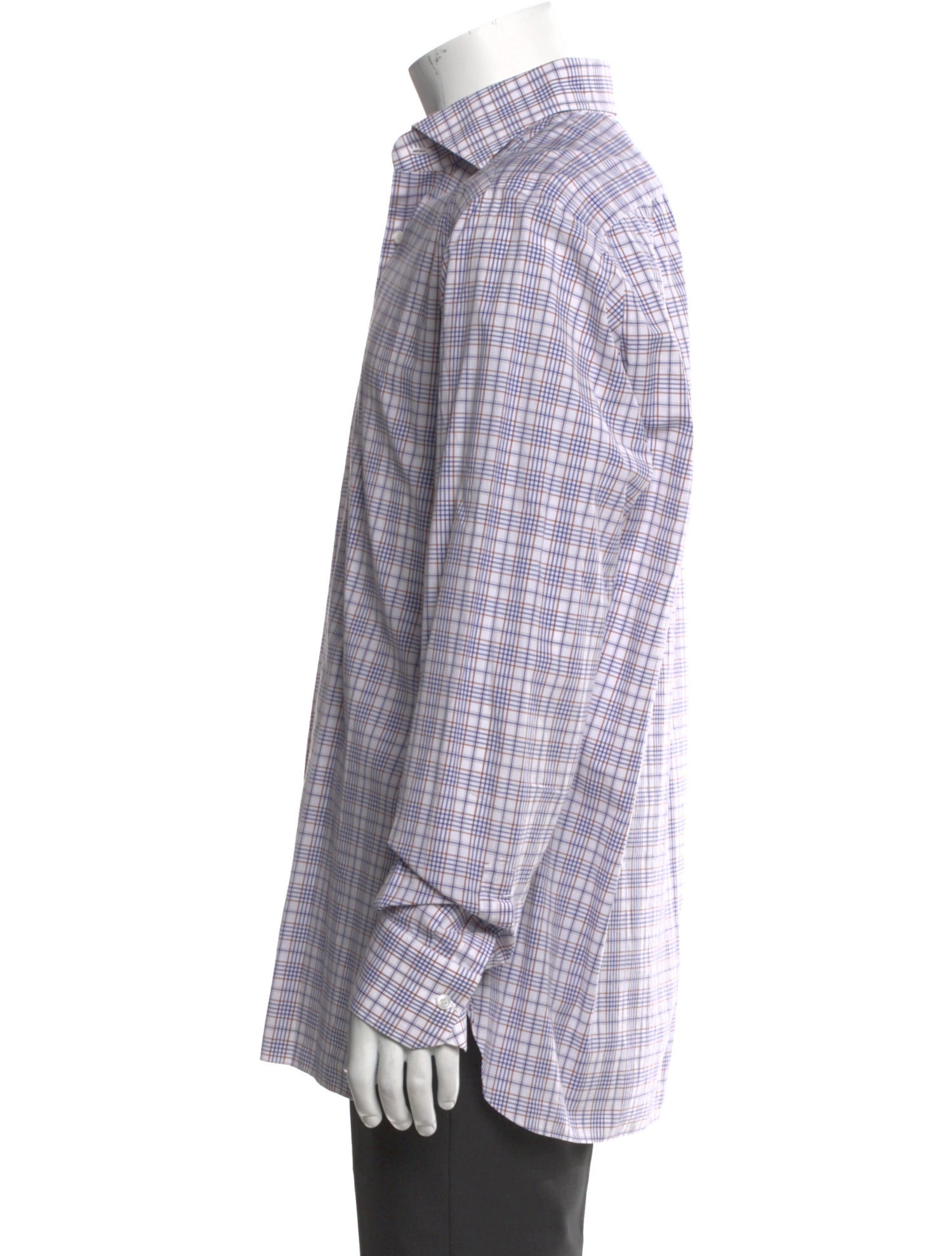 Isaia Plaid Print Long Sleeve Dress Shirt