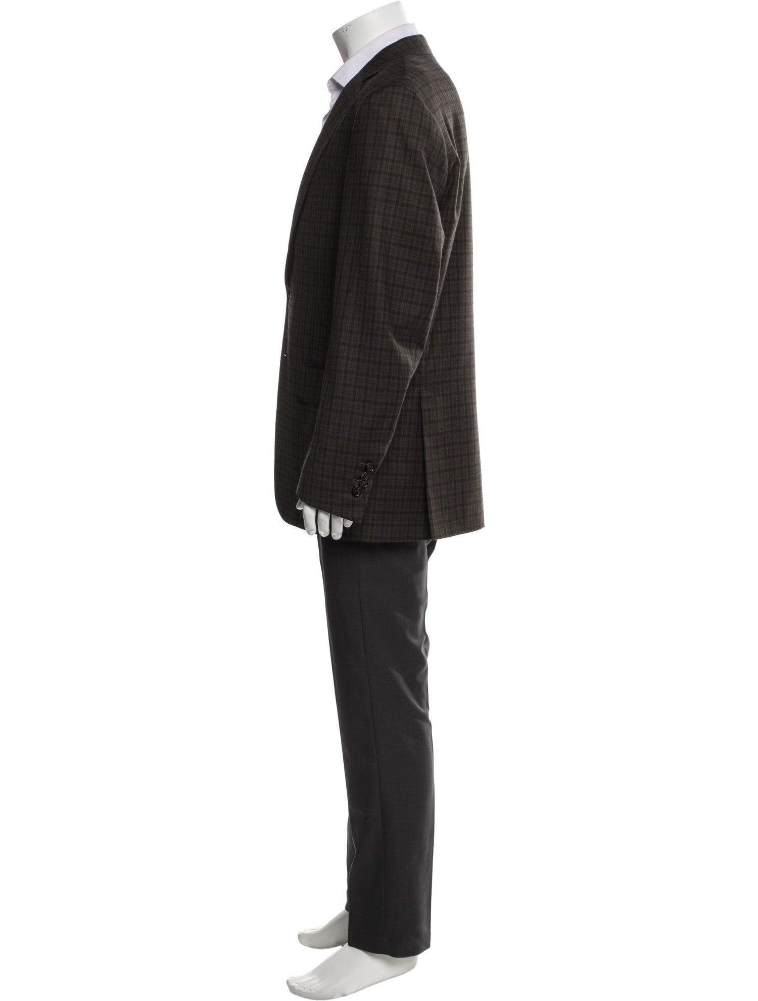Isaia Wool Plaid Print Blazer