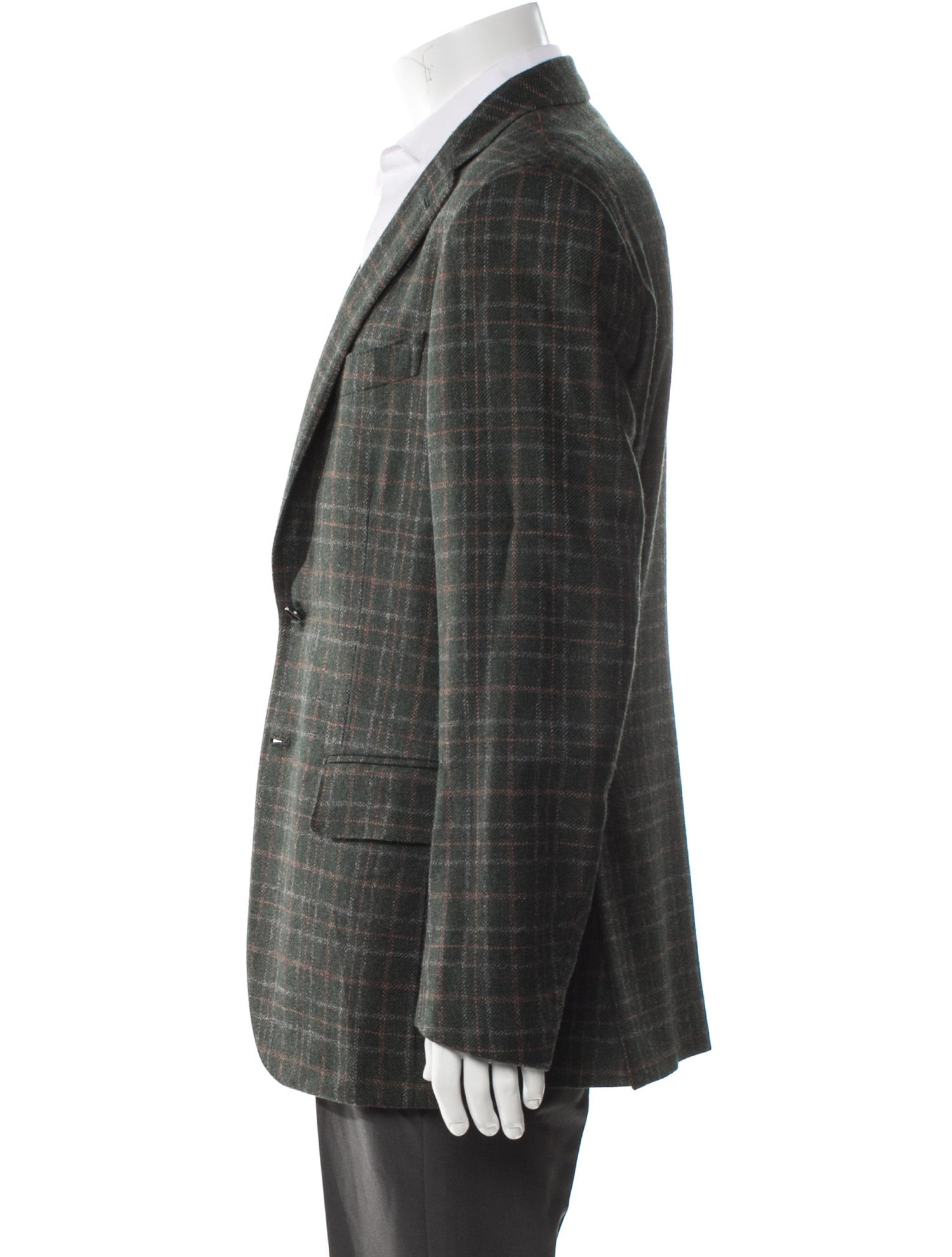 Isaia Wool Plaid Print Blazer w/ Tags