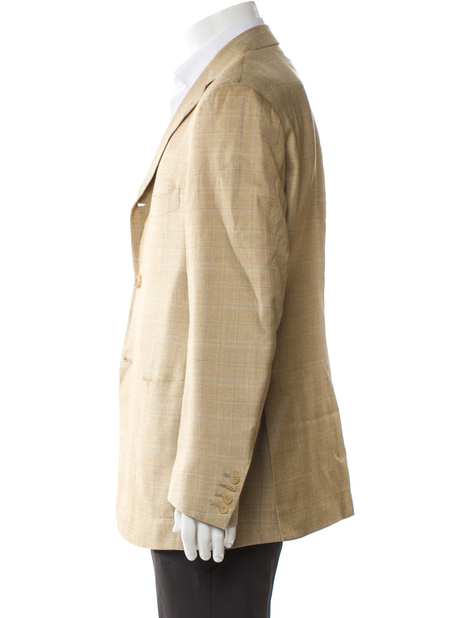 Isaia Silk Plaid Print Blazer