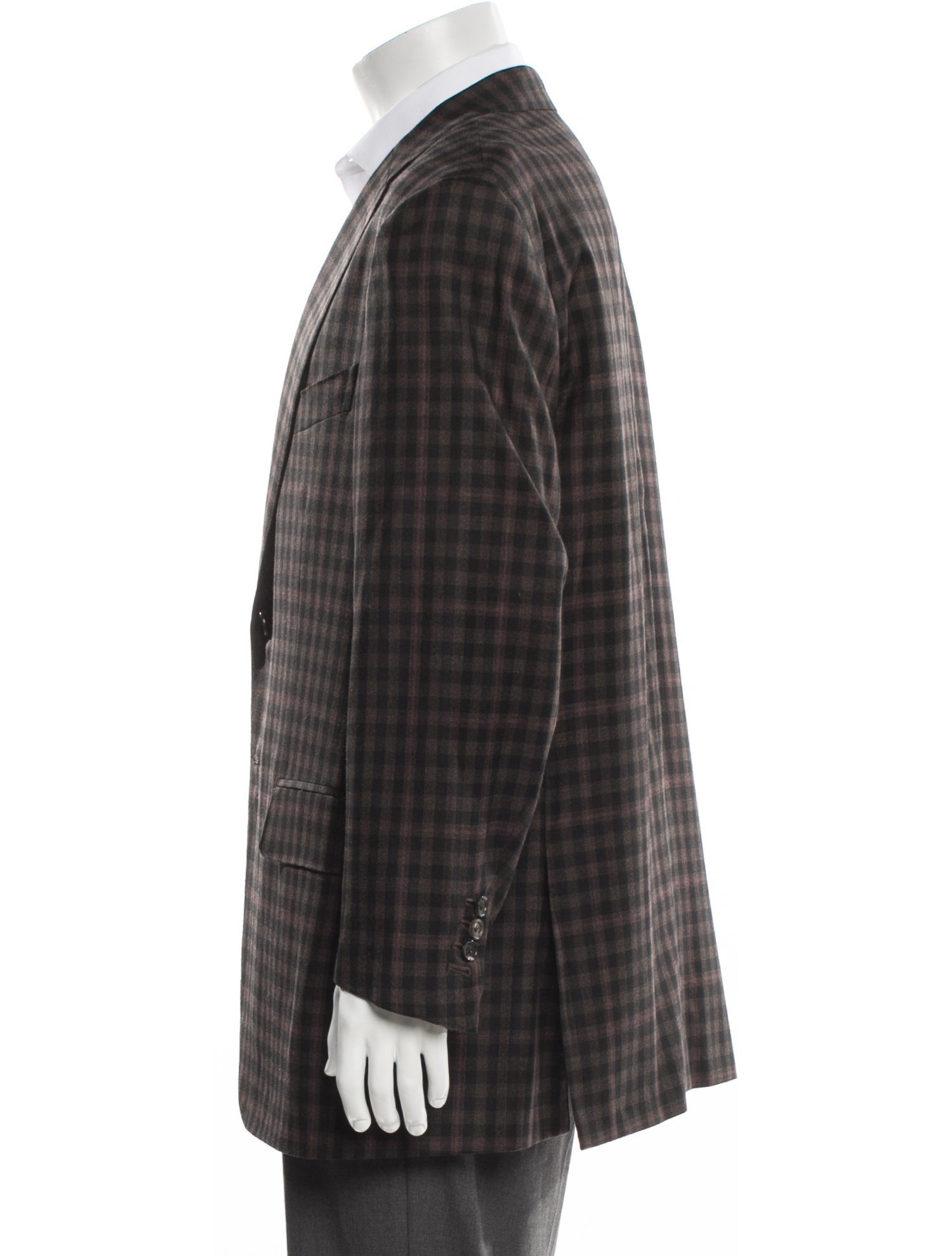 Isaia Wool Plaid Print Blazer