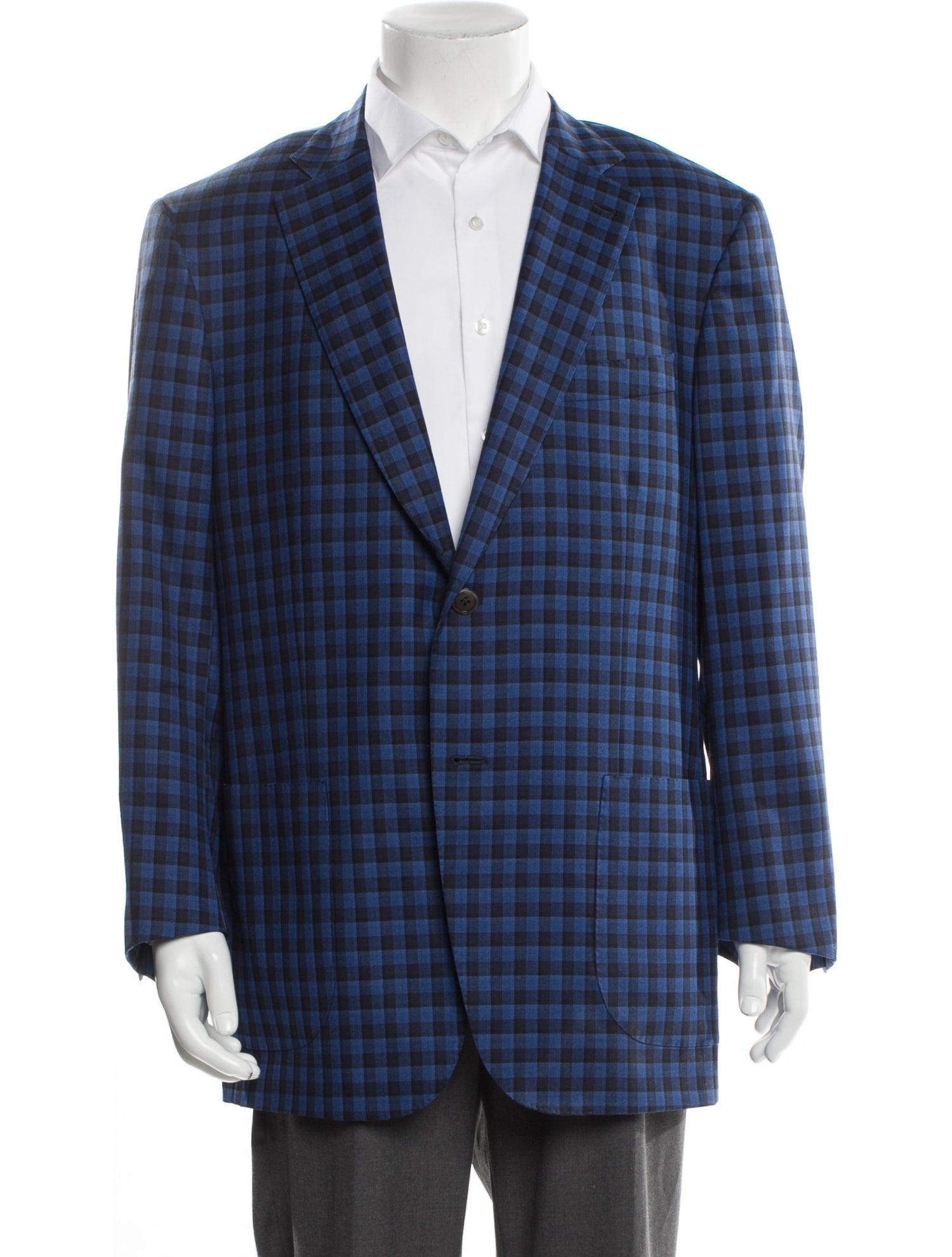 Isaia Wool Plaid Print Blazer