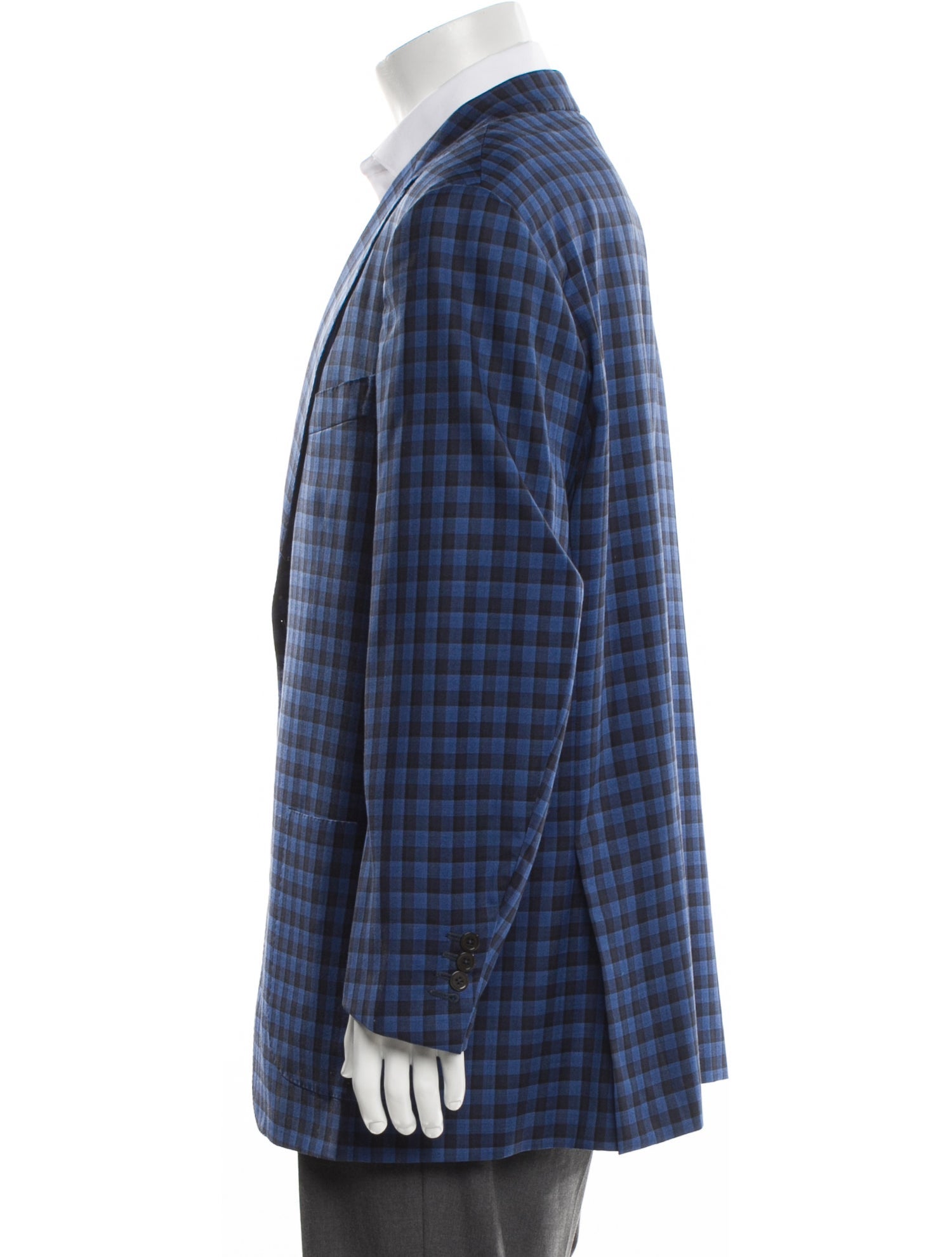 Isaia Wool Plaid Print Blazer