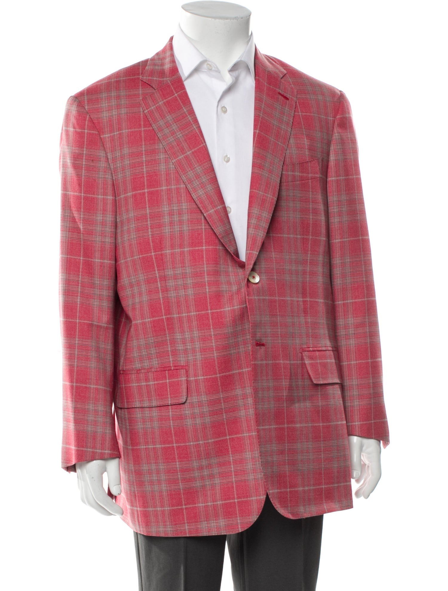 Isaia Wool Plaid Print Blazer
