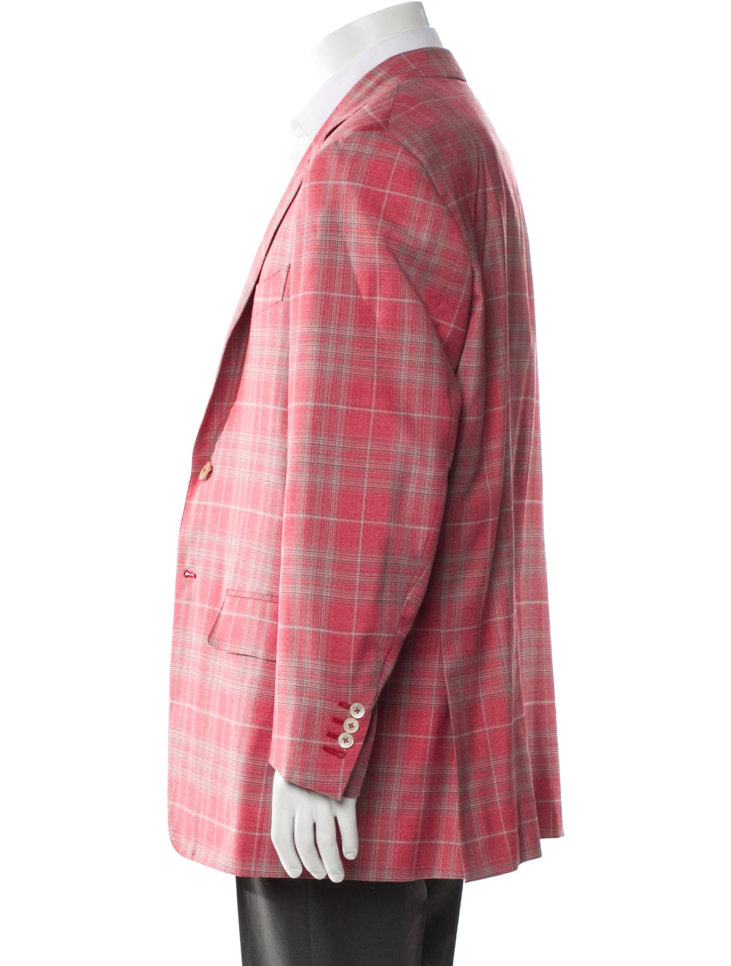 Isaia Wool Plaid Print Blazer